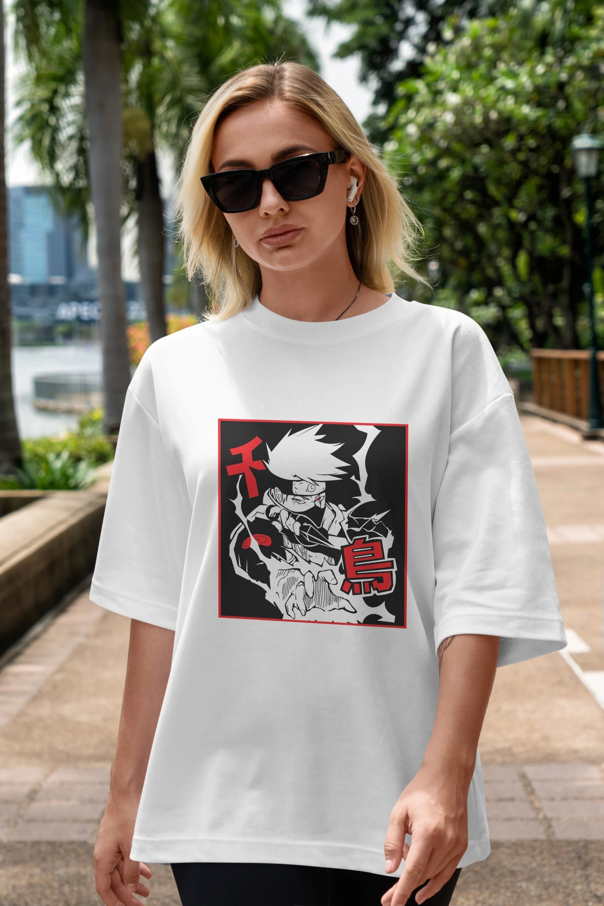 KAKASHI HATAKE NARUTO Anime Ön Baskılı Oversize t-shirt %100 pamuk Erkek Kadın Unisex