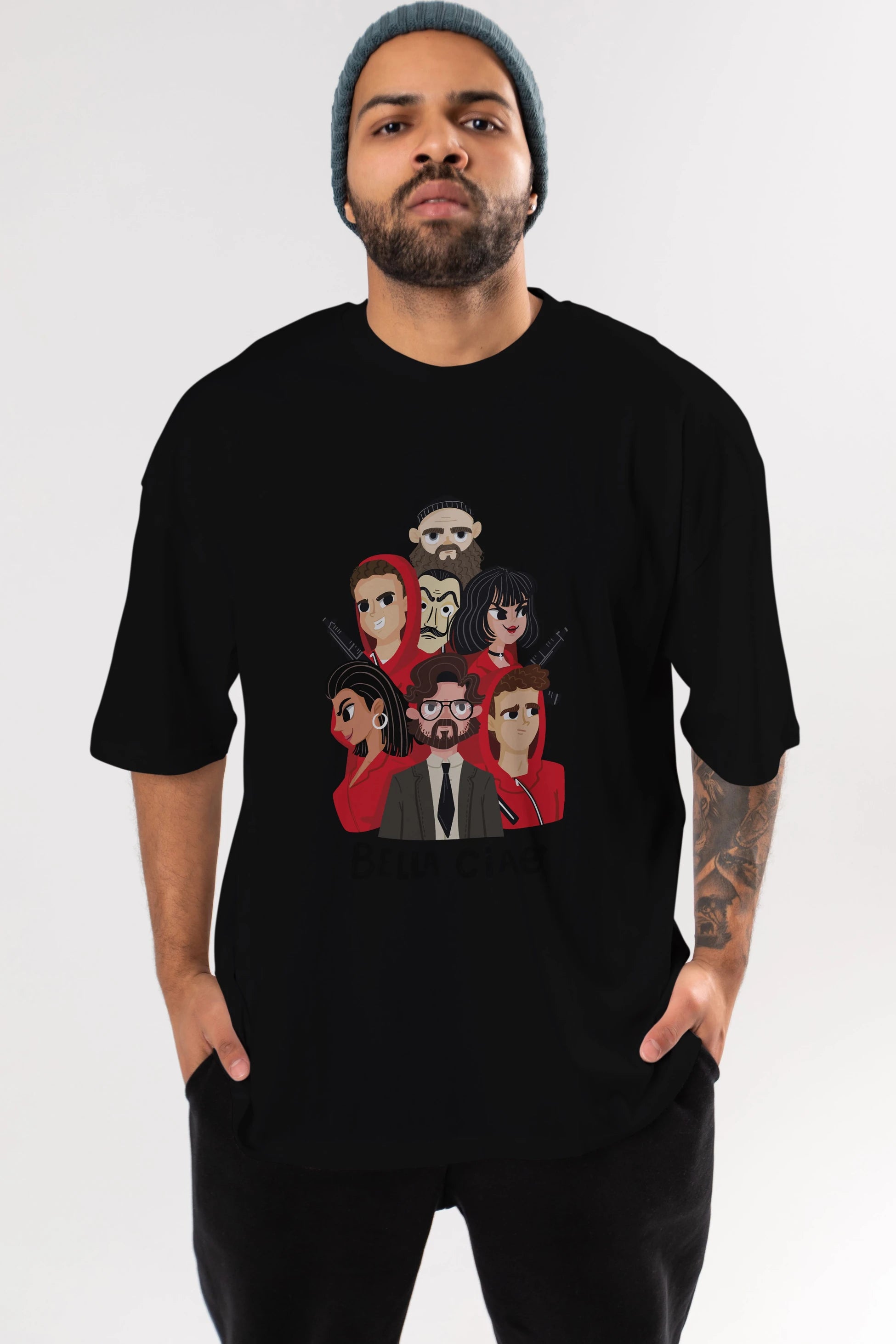 La Casa De Papel (13) Ön Baskılı Oversize t-shirt Erkek Kadın Unisex %100 Pamuk Bisiklet Yaka tişort