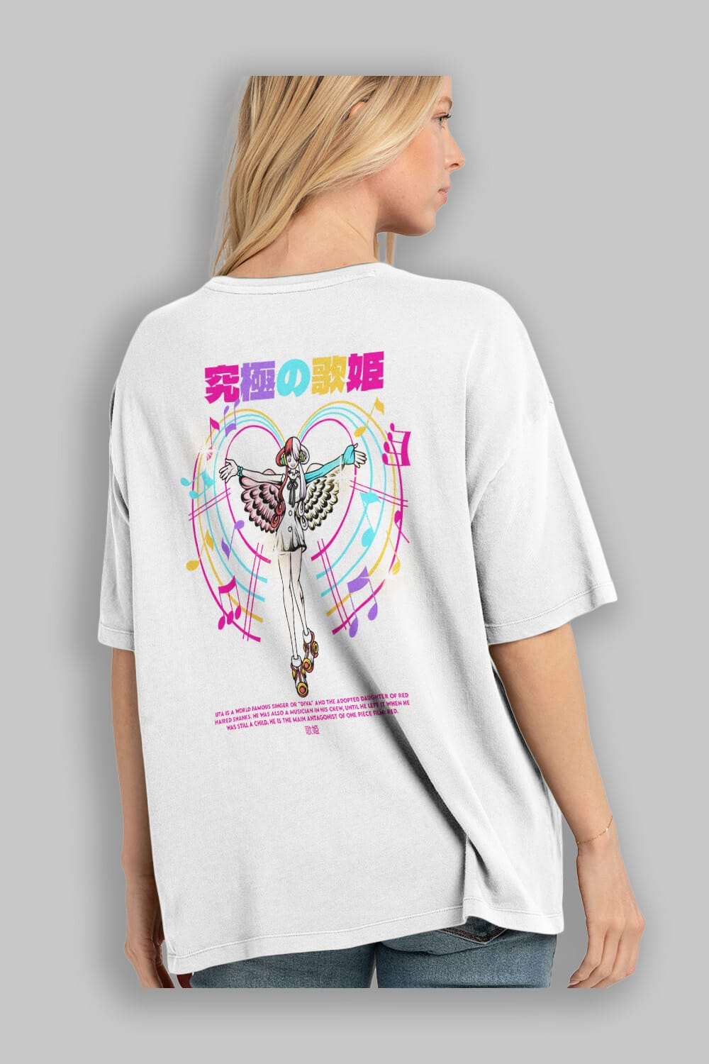 Uta Anime Arka Baskılı Oversize t-shirt Erkek Kadın Unisex