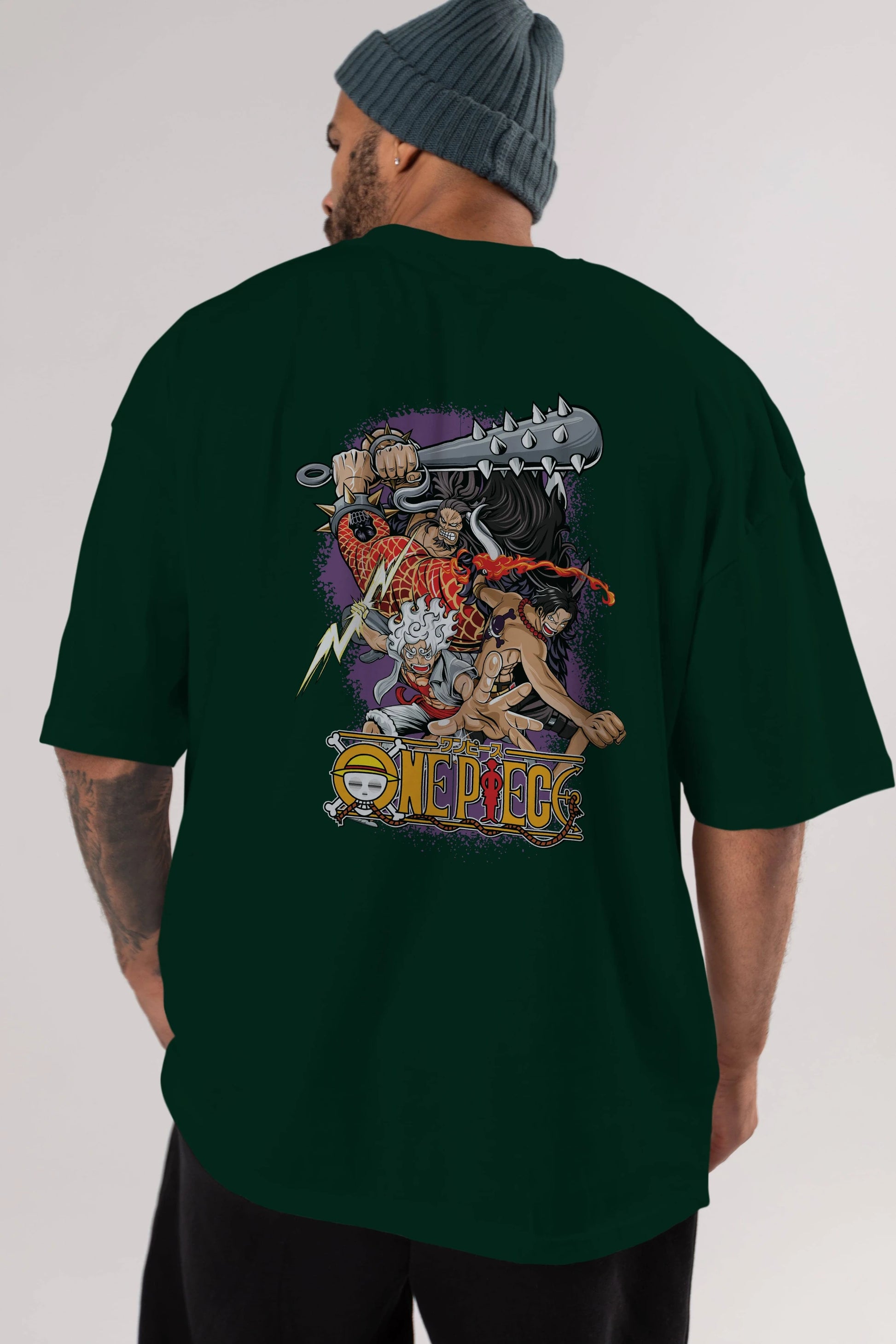 ONE PIECE (6) Anime Arka Baskılı Oversize t-shirt Erkek Kadın Unisex