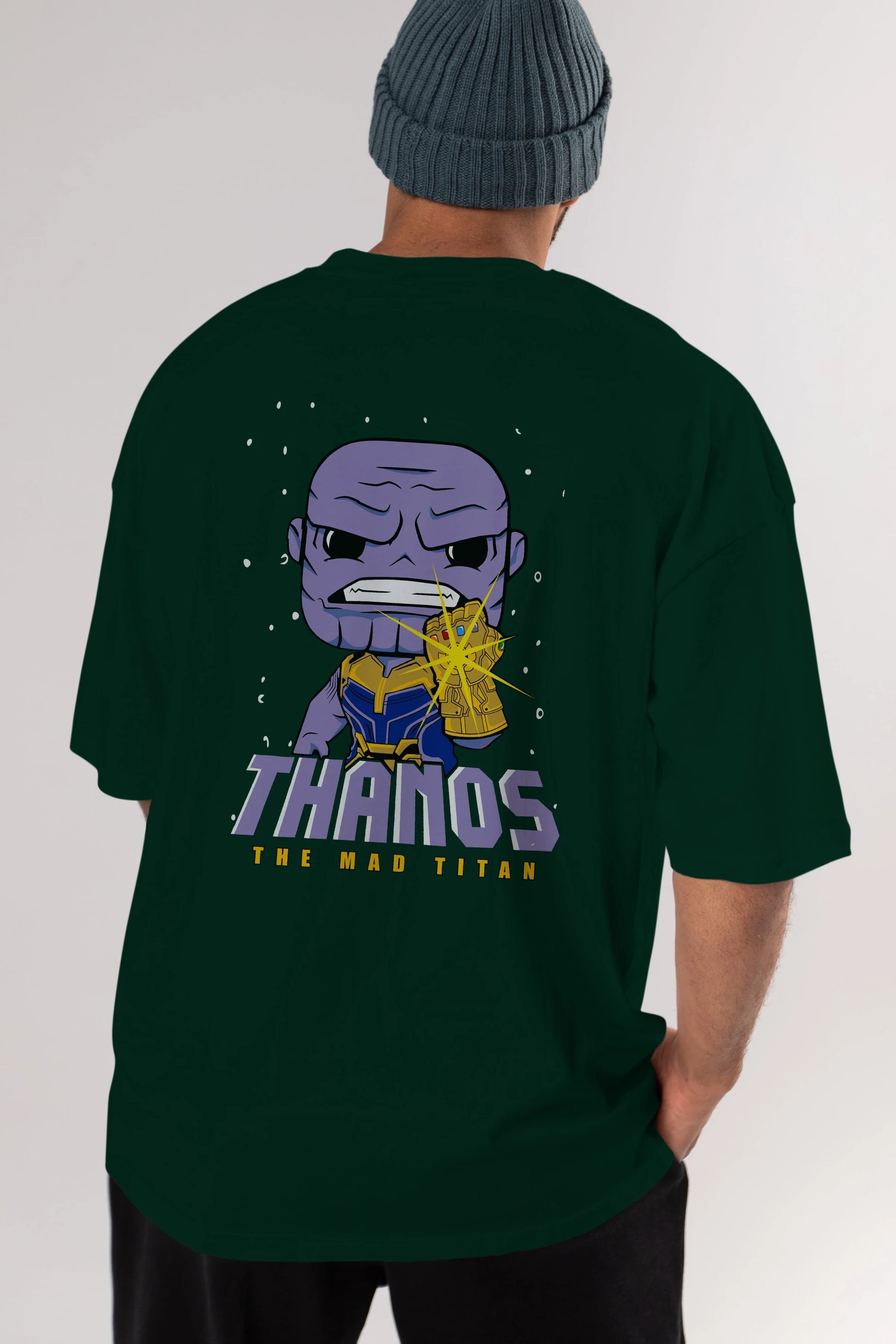 Thanos (1) Arka Baskılı Oversize t-shirt Erkek Kadın Unisex %100 Pamuk Bisiklet Yaka tişort