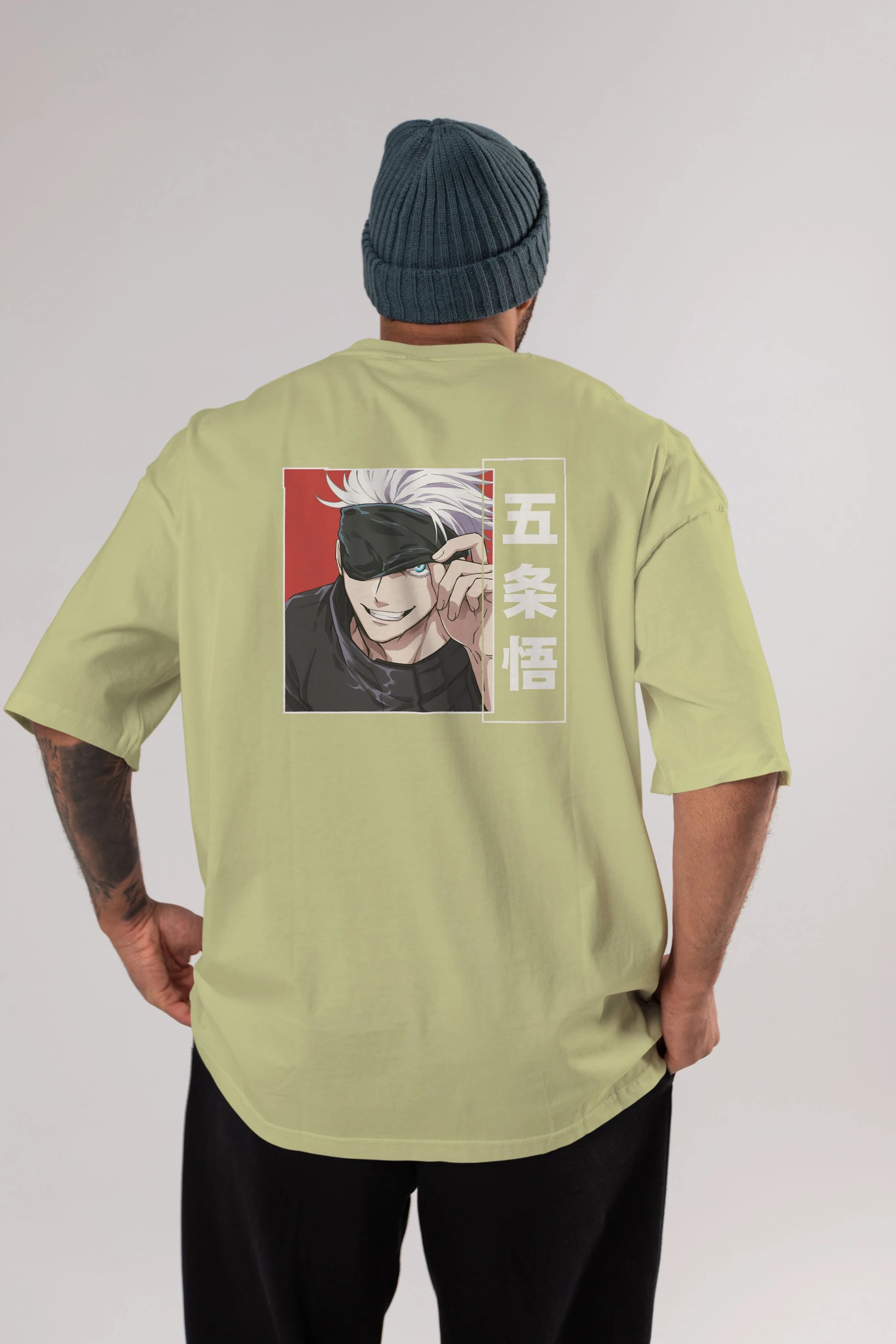 JUJUTSU KAISEN Anime Arka Baskılı Oversize t-shirt Erkek Kadın Unisex