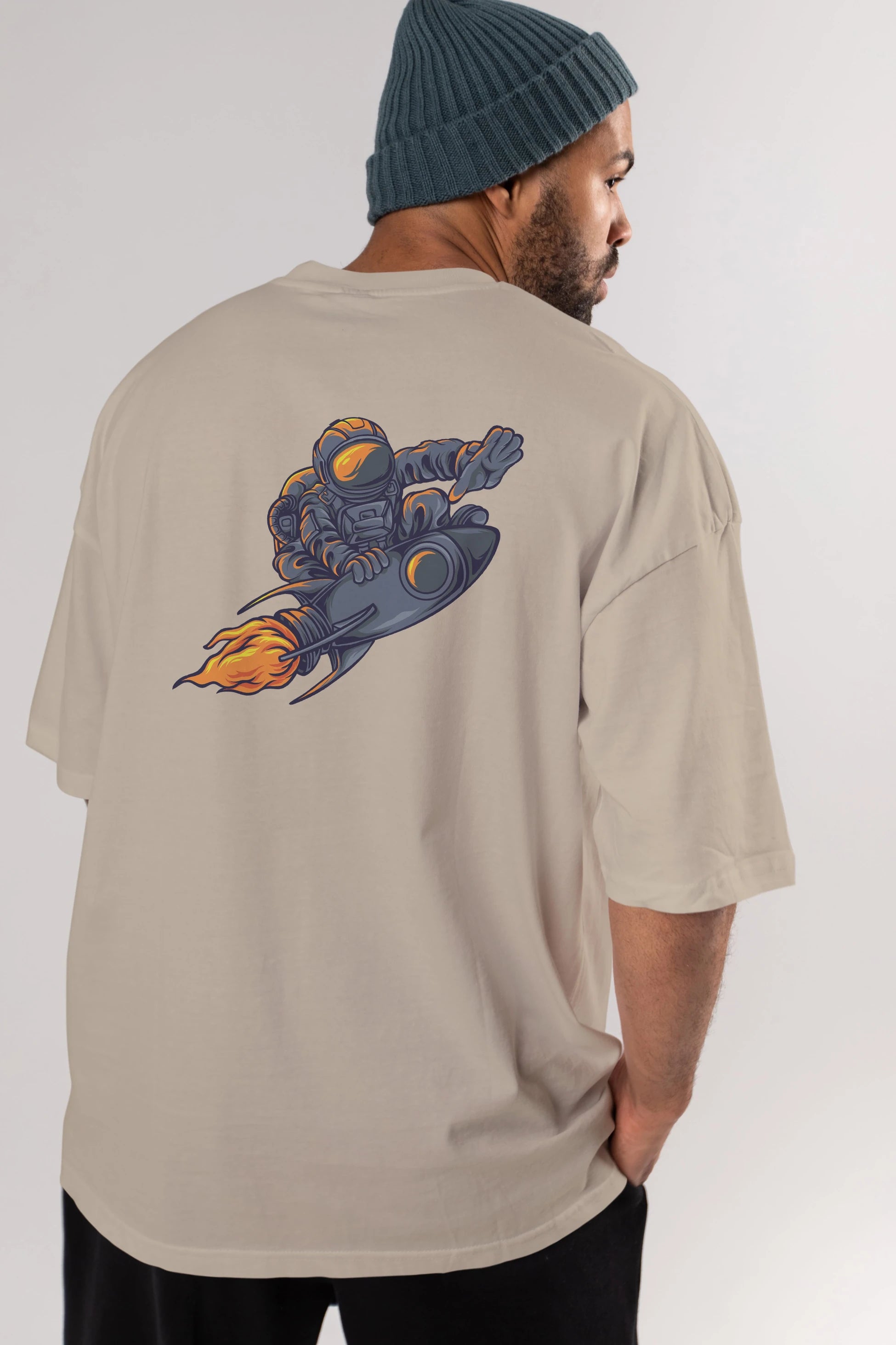 Astrocket Illustration Tshirt Arka Baskılı Oversize t-shirt Erkek Kadın Unisex