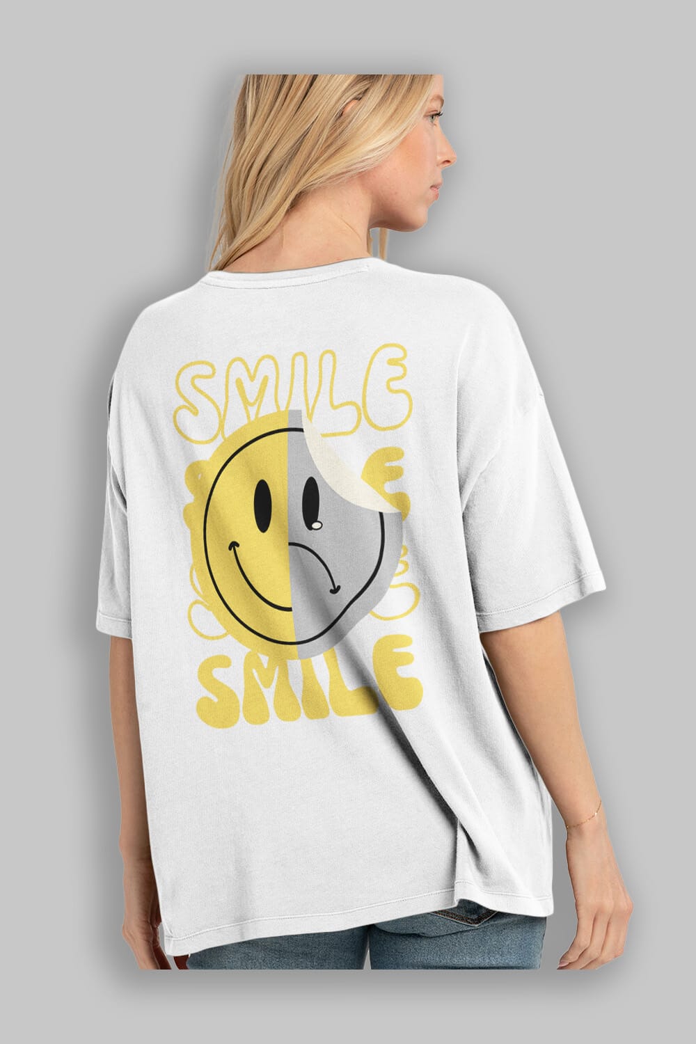 Smile Yazılı Arka Baskılı Oversize t-shirt Erkek Kadın Unisex