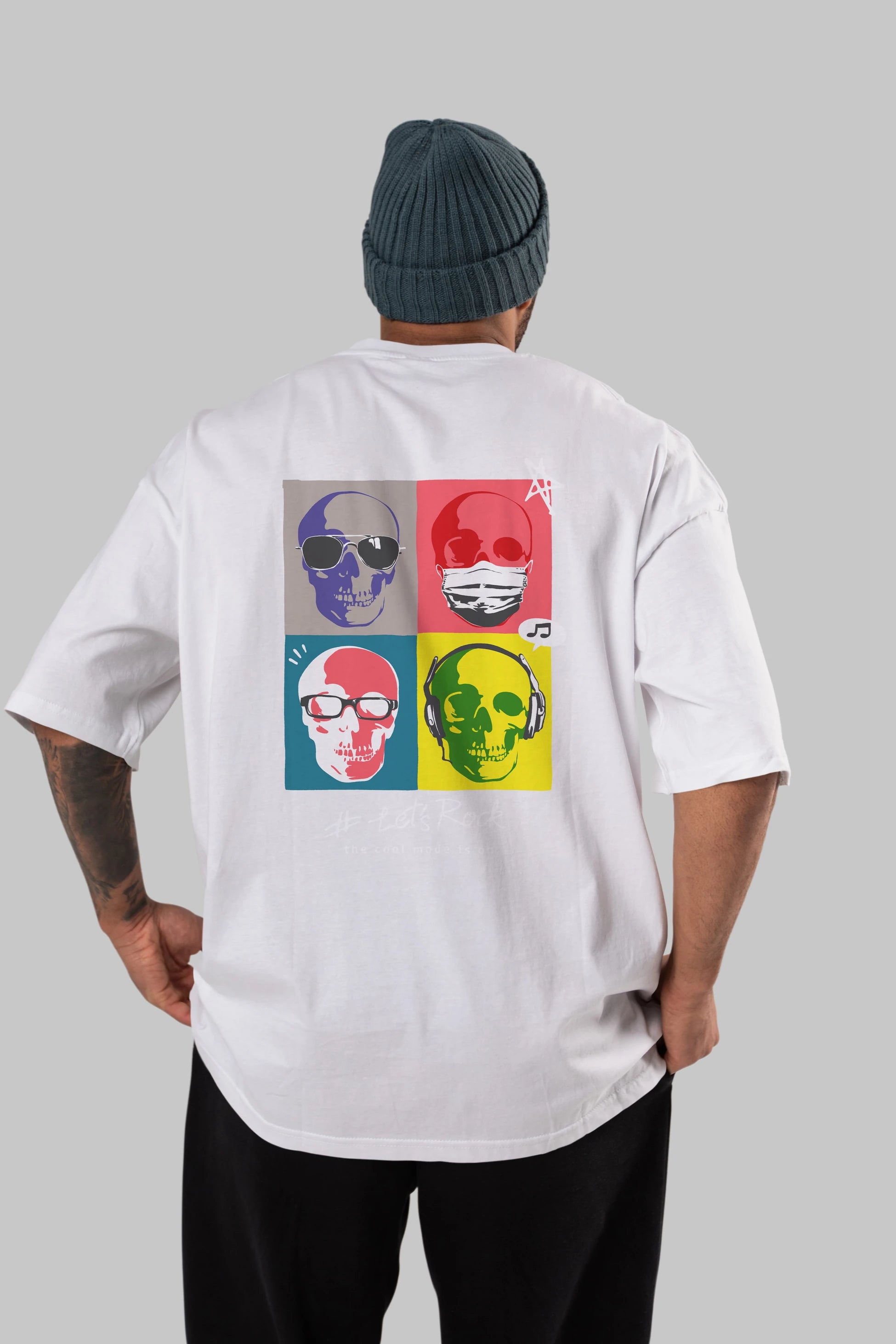 Lets Rock Arka Baskılı Oversize t-shirt Erkek Kadın Unisex