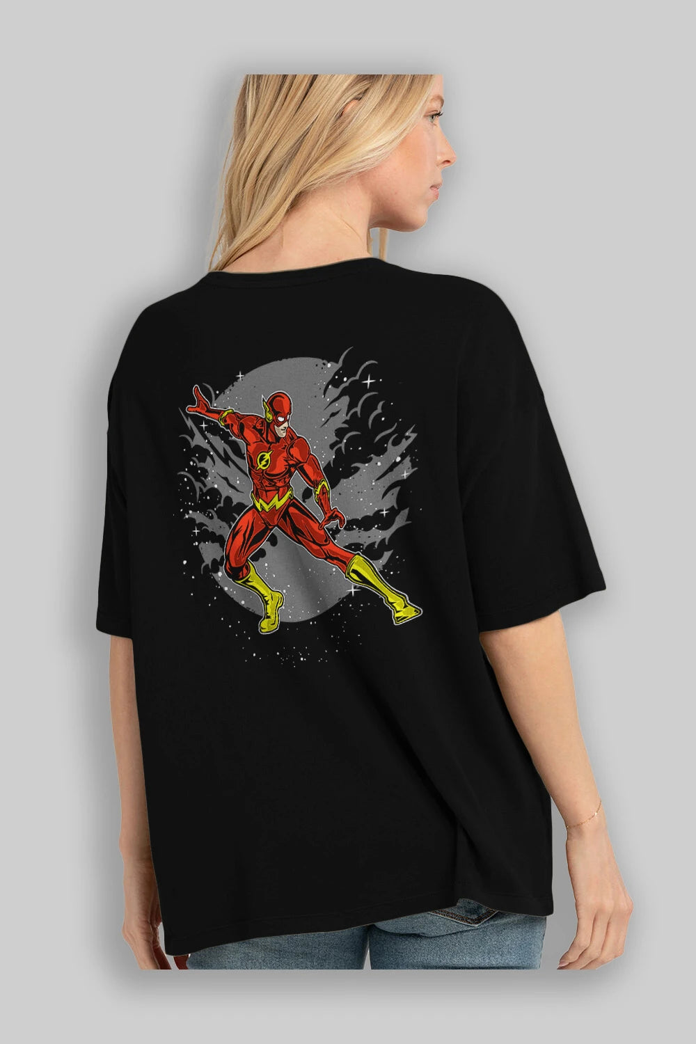 The Flash Arka Baskılı Oversize t-shirt Erkek Kadın Unisex %100 Pamuk