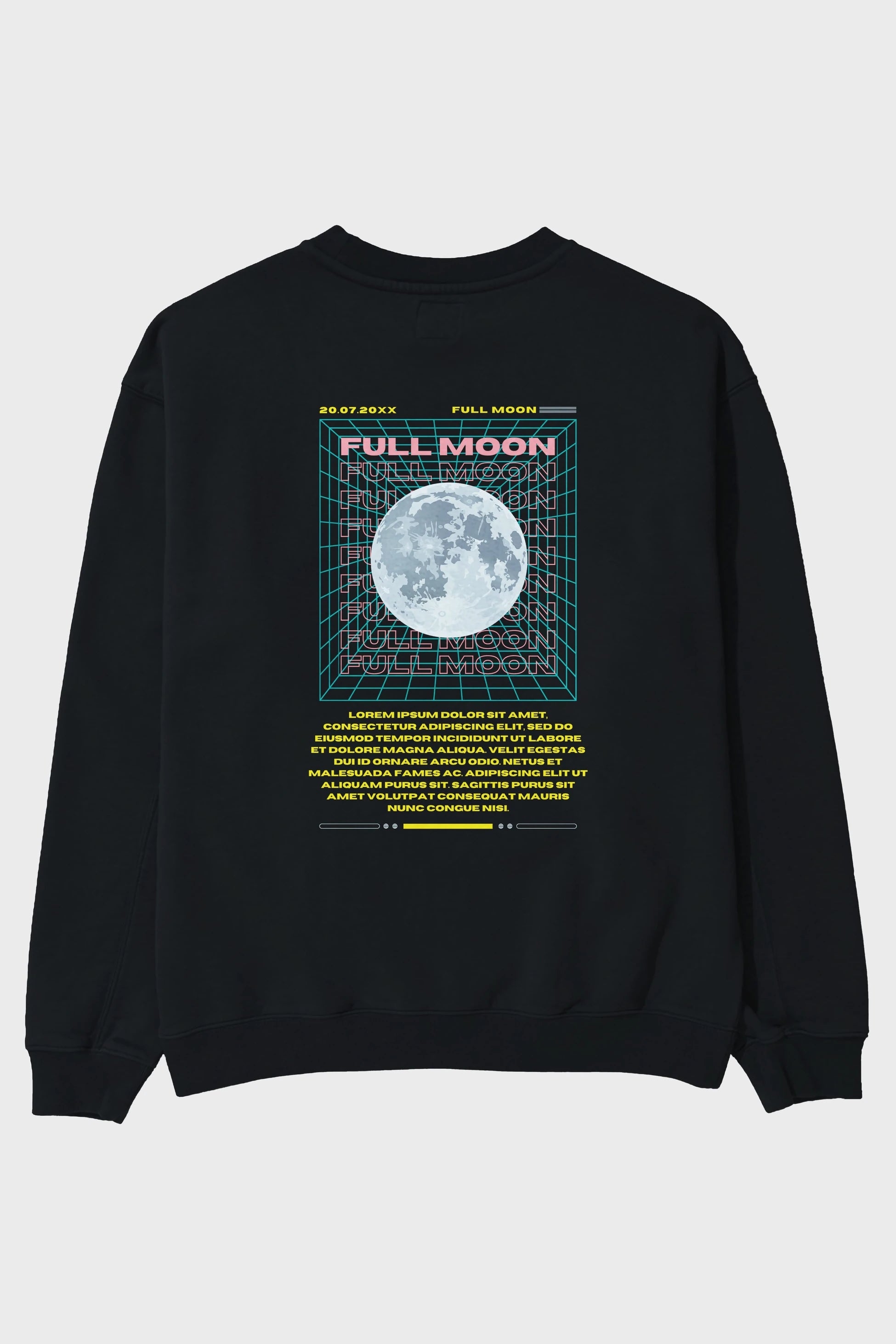 Full Moon Yazılı Arka Baskılı Oversize Sweatshirt Erkek Kadın Unisex