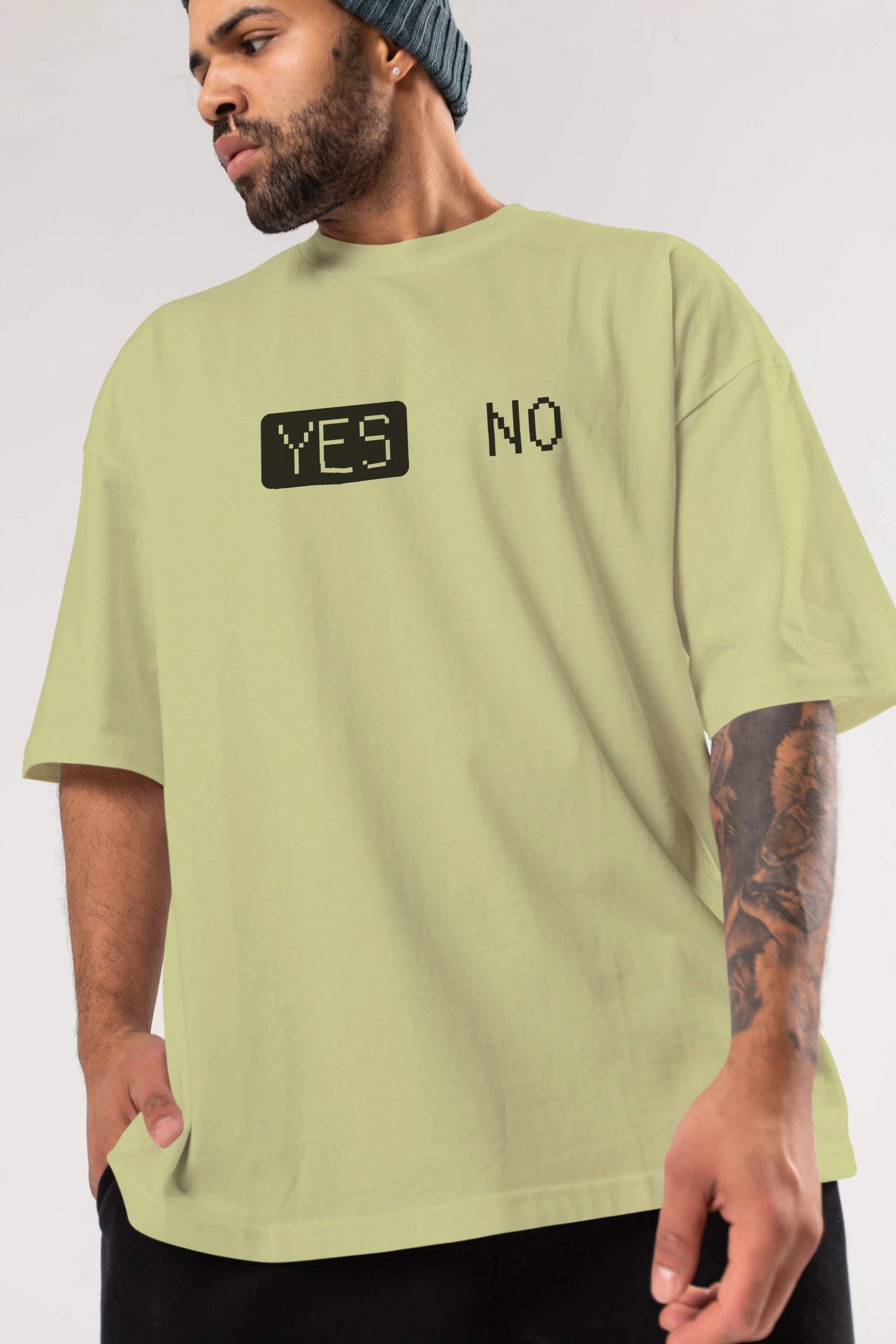 Yes No Ön Baskılı Oversize t-shirt %100 pamuk Erkek Kadın Unisex