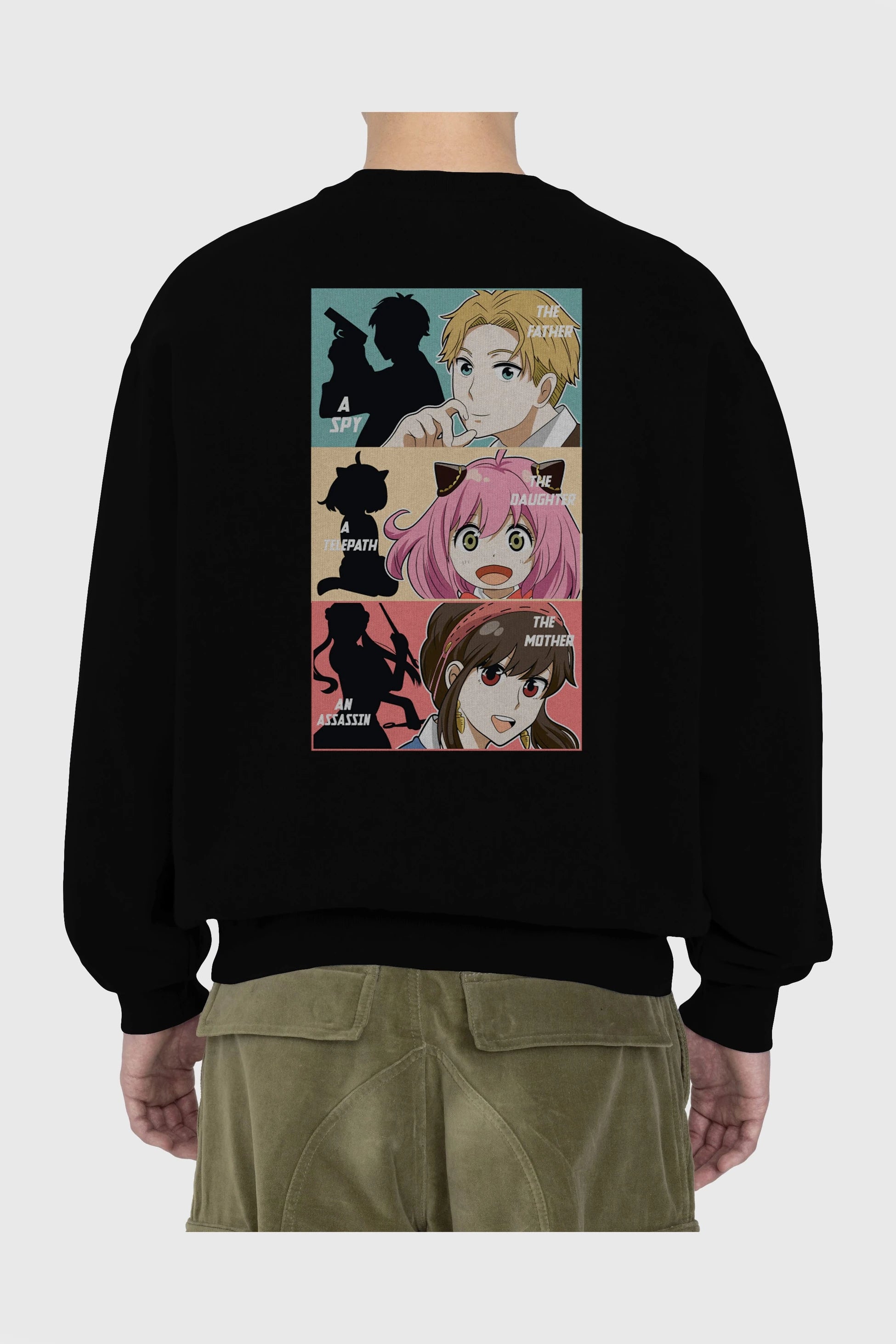 SPY X FAMILY Anime Arka Baskılı Oversize Sweatshirt Erkek Kadın Unisex
