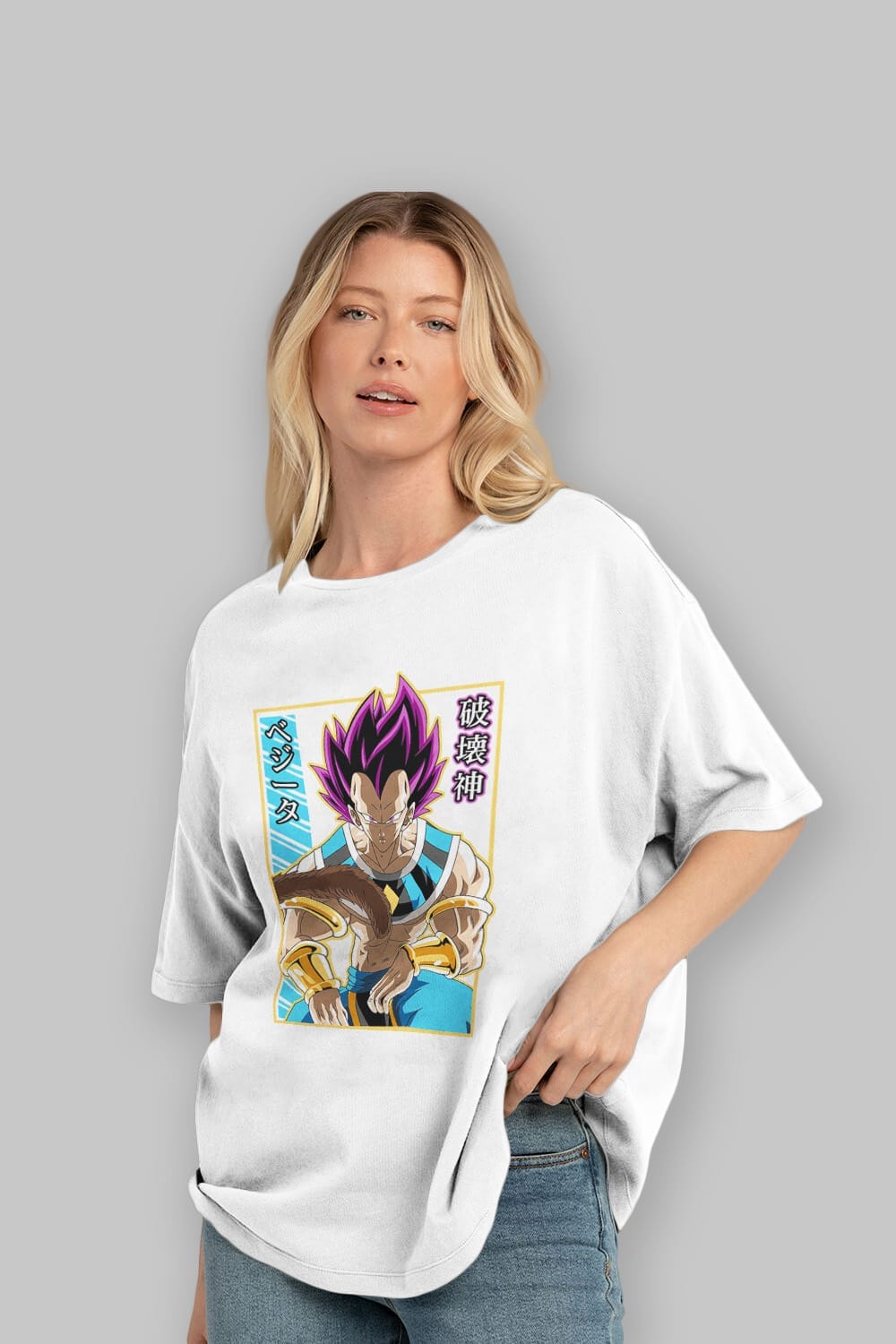 DragonBall VegetaHakaishin Anime Ön Baskılı Oversize t-shirt %100 pamuk Erkek Kadın Unisex