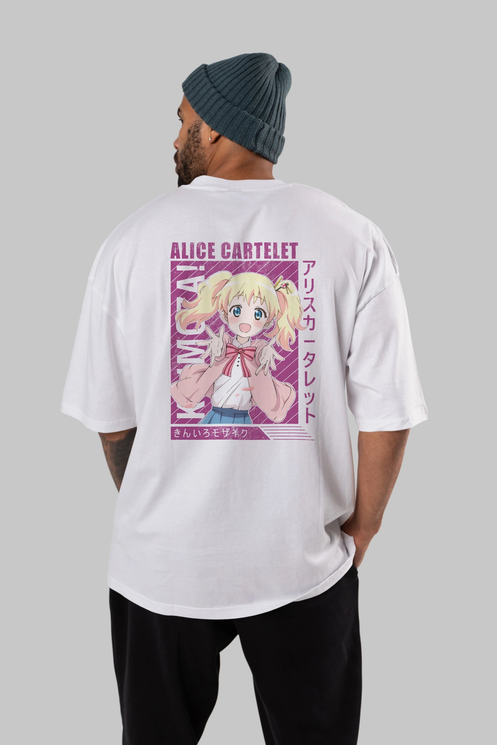 Alice Cartelet 12 Anime Arka Baskılı Oversize t-shirt Erkek Kadın Unisex