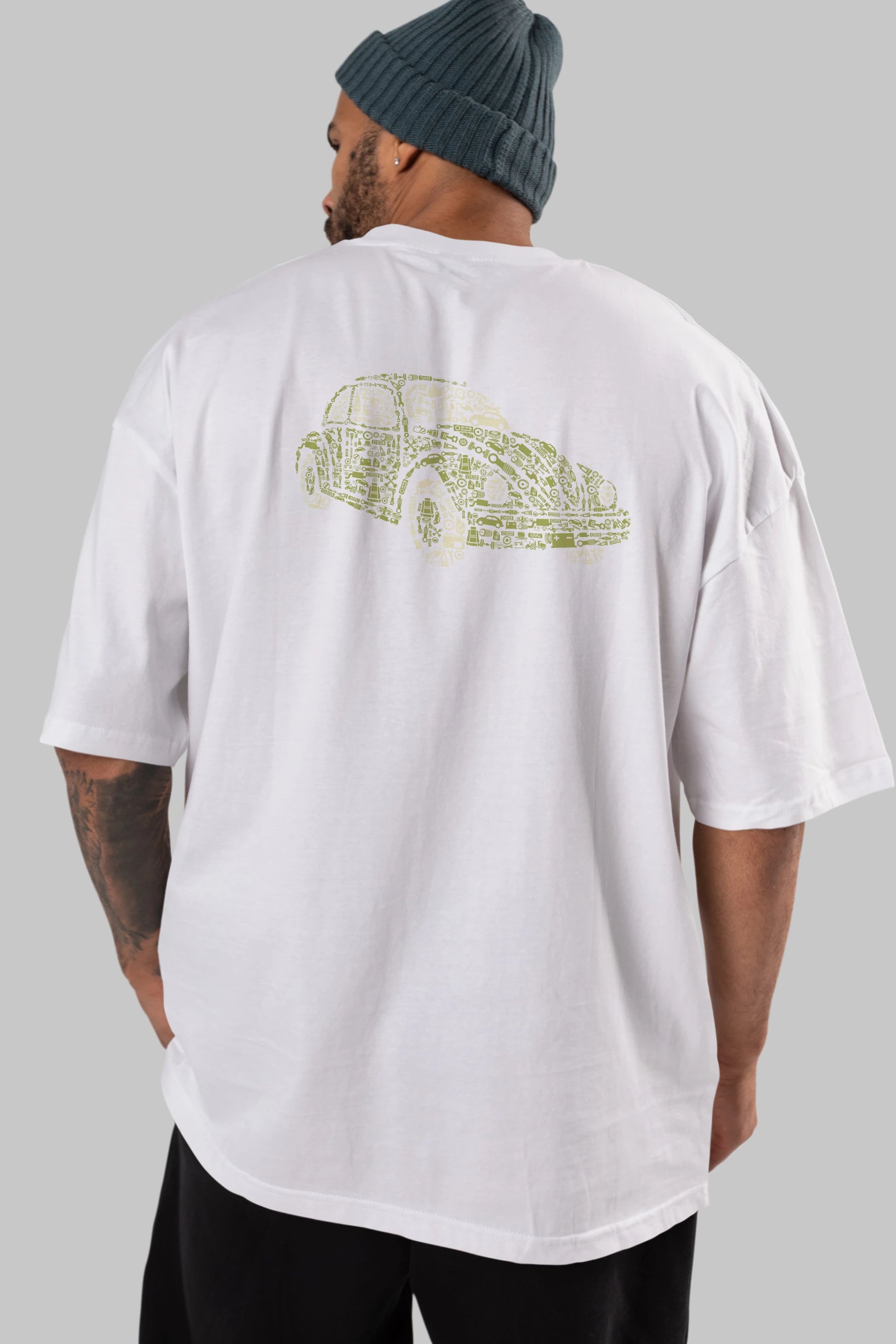 Beetle Arka Baskılı Oversize t-shirt %100 pamuk Erkek Kadın Unisex