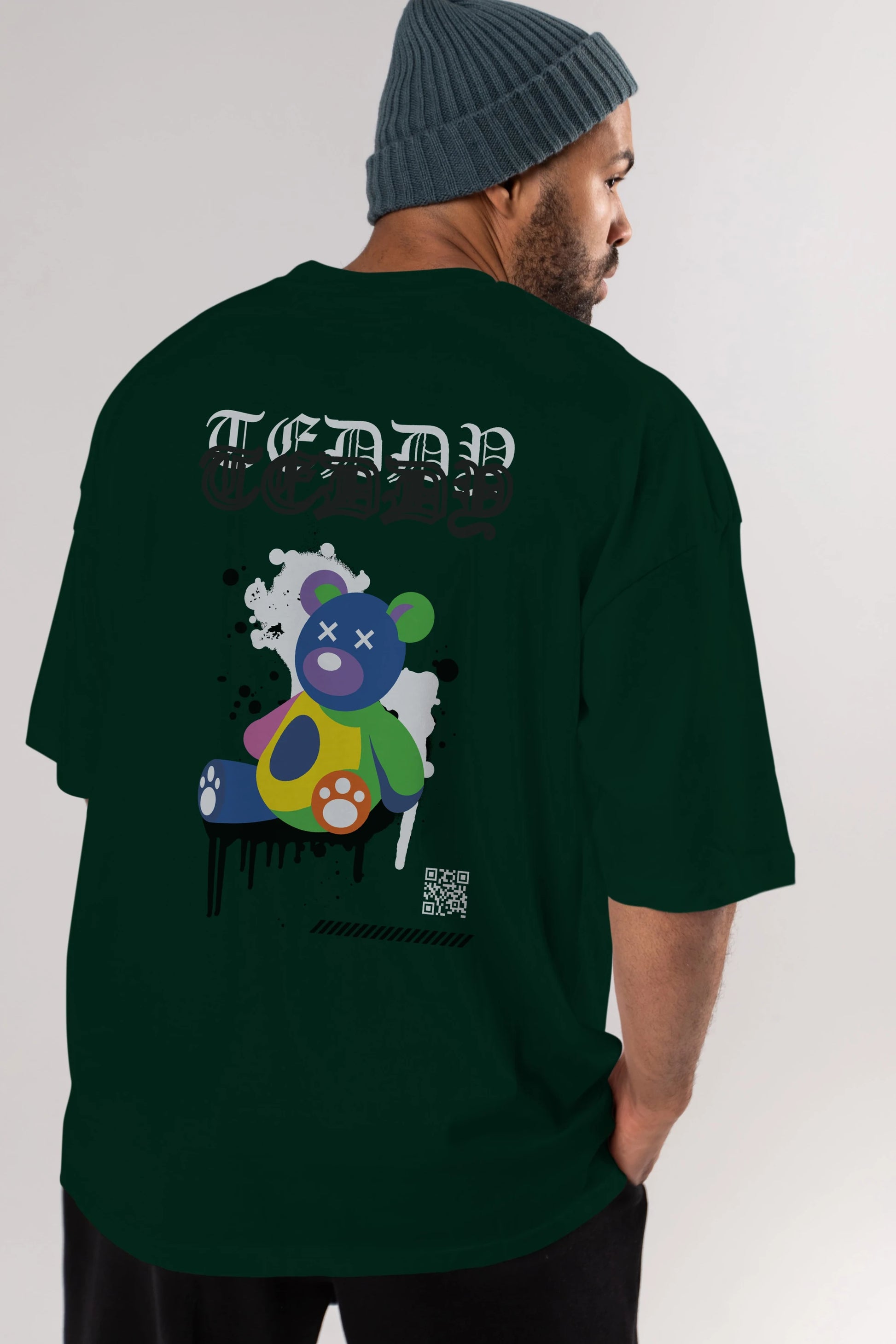 Teddy Bear Arka Baskılı Oversize t-shirt Erkek Kadın Unisex