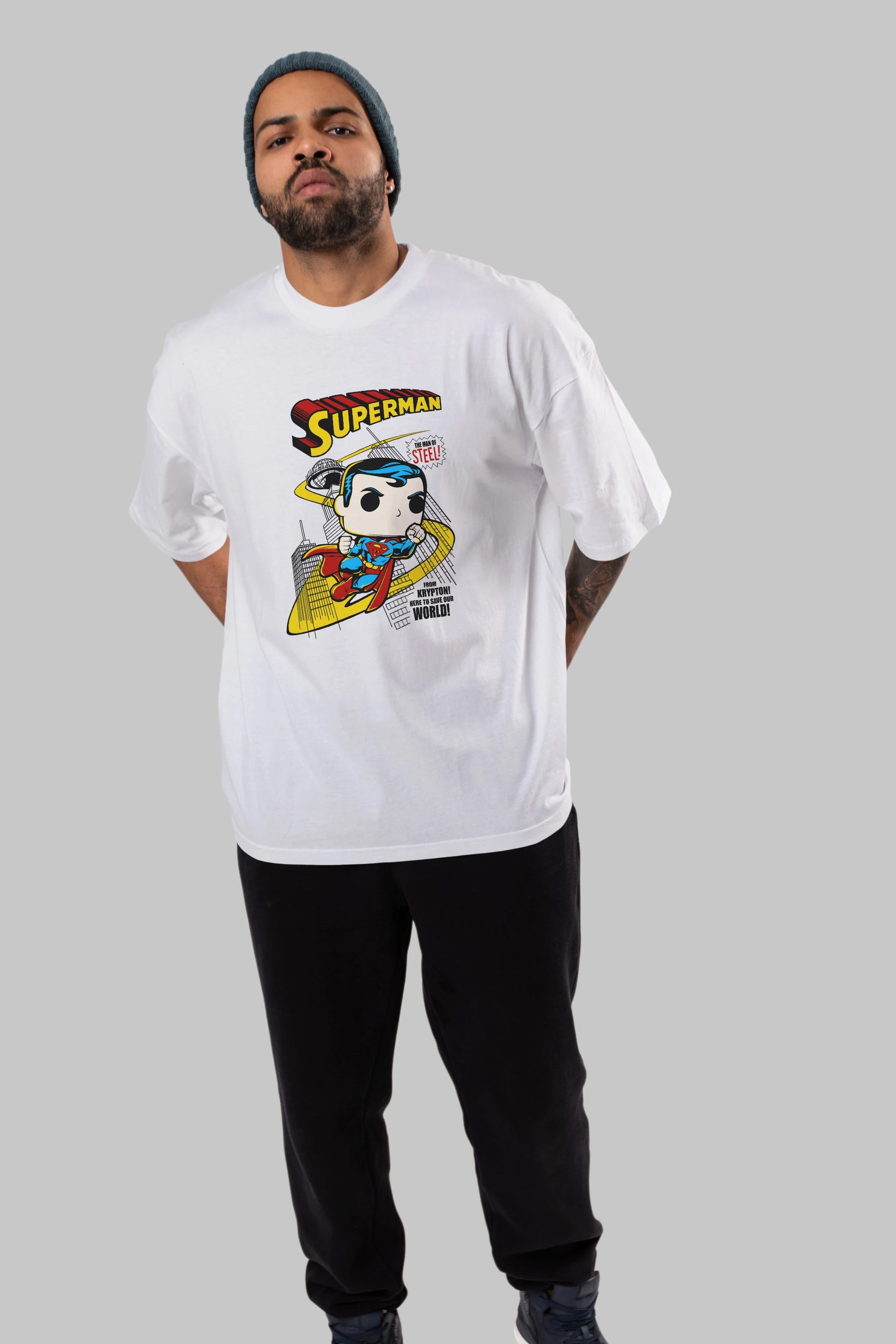 Superman (2) Ön Baskılı Oversize t-shirt Erkek Kadın Unisex %100 Pamuk Bisiklet Yaka tişort