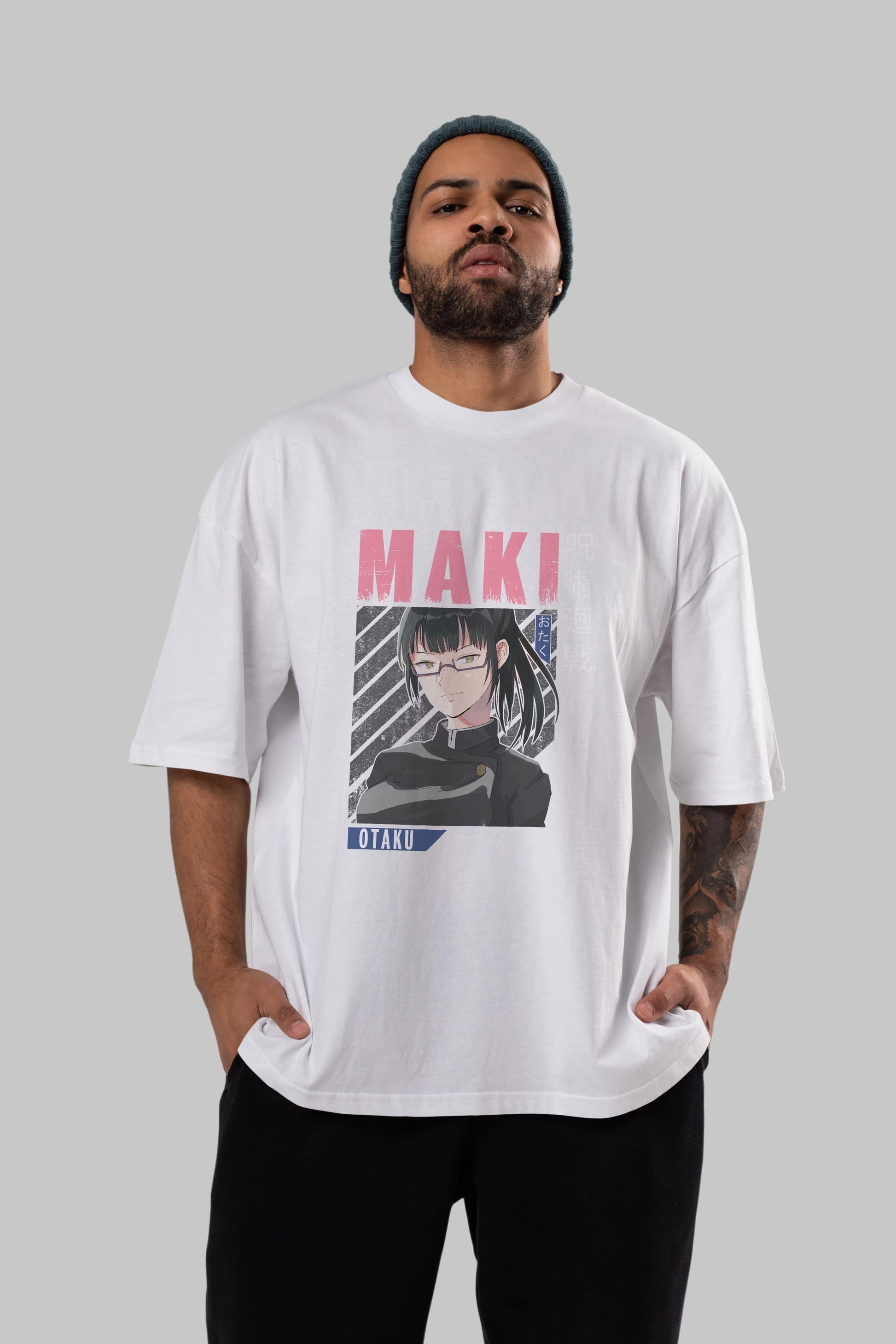 Maki Zenin CHAINSAWMAN 1 Anime Ön Baskılı Oversize t-shirt %100 pamuk Erkek Kadın Unisex