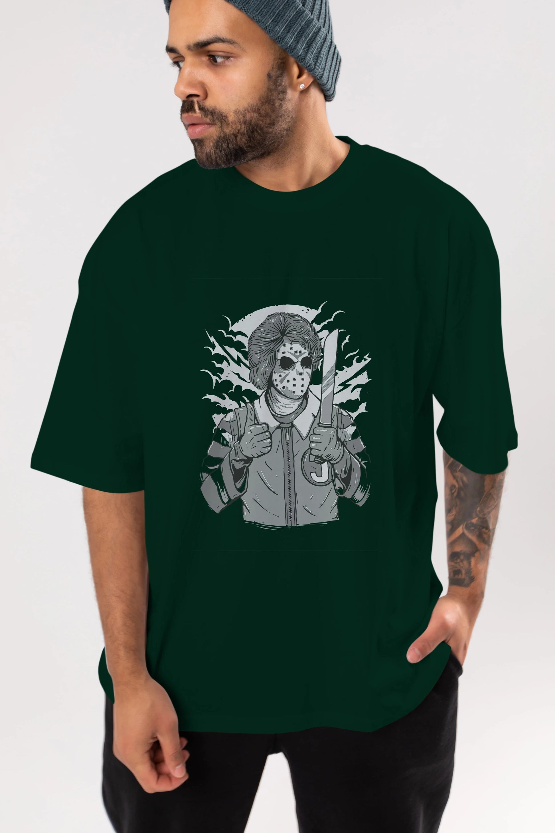 Clown Killer Ön Baskılı Oversize t-shirt Erkek Kadın Unisex %100 Pamuk tişort
