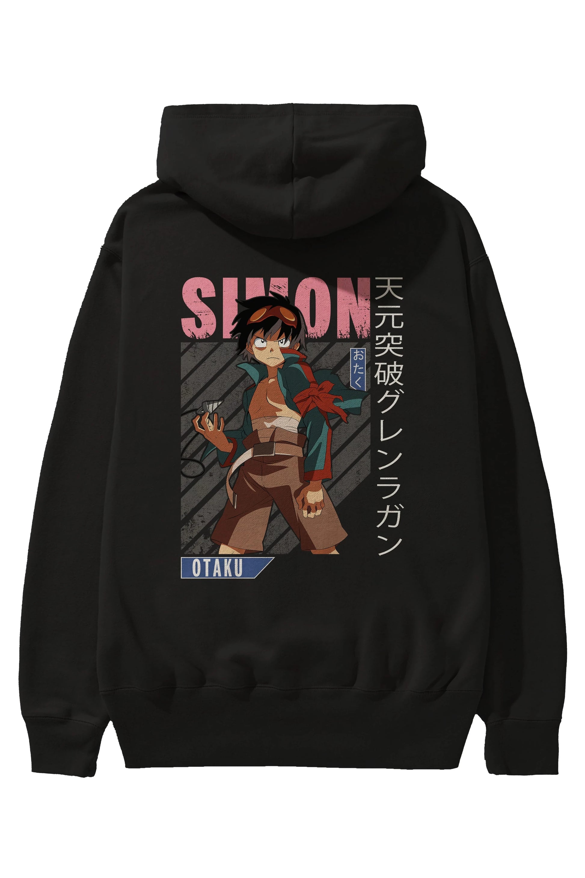 Simon 5 Anime Arka Baskılı Hoodie Oversize Kapüşonlu Sweatshirt Erkek Kadın Unisex
