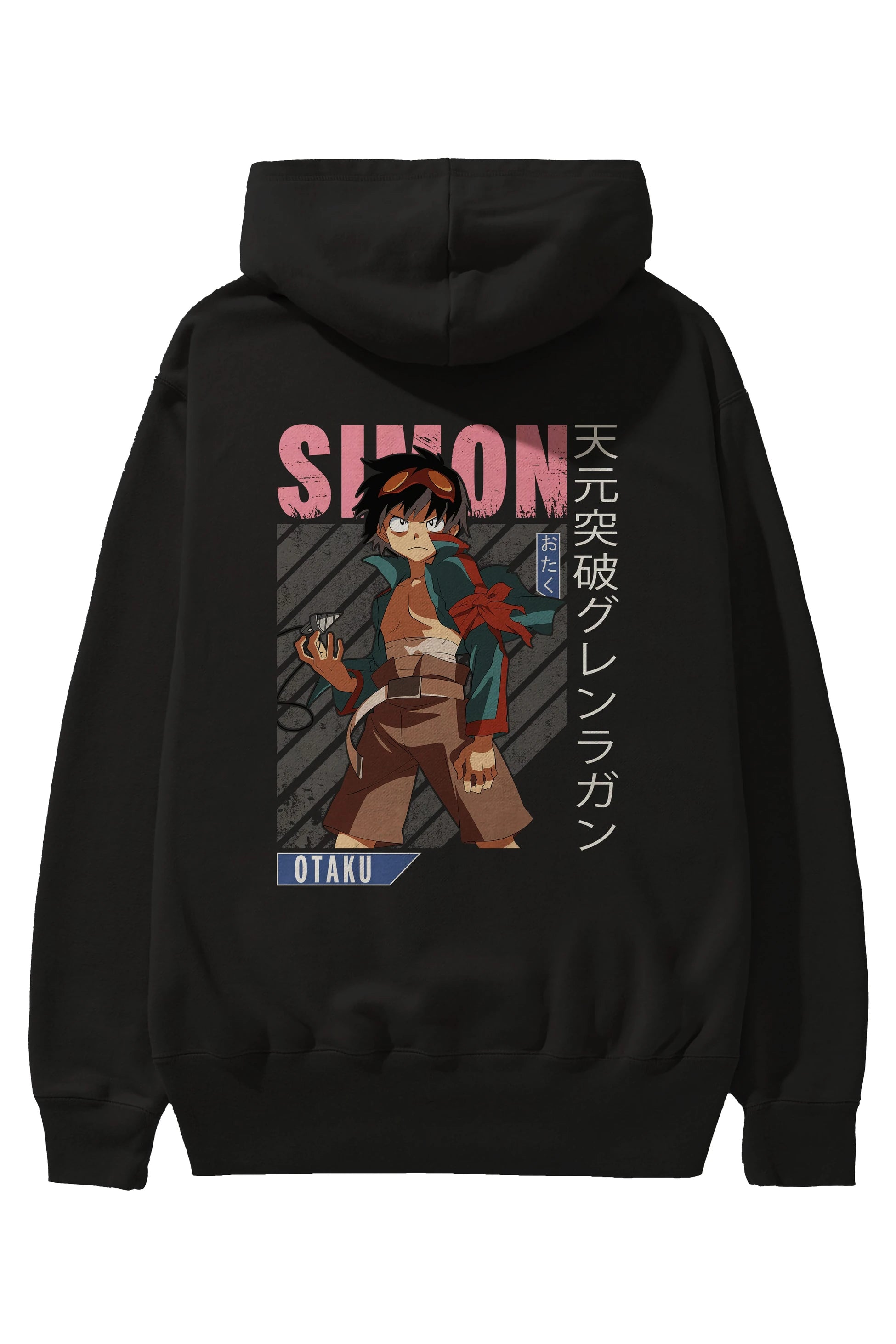 Simon 5 Anime Arka Baskılı Hoodie Oversize Kapüşonlu Sweatshirt Erkek Kadın Unisex