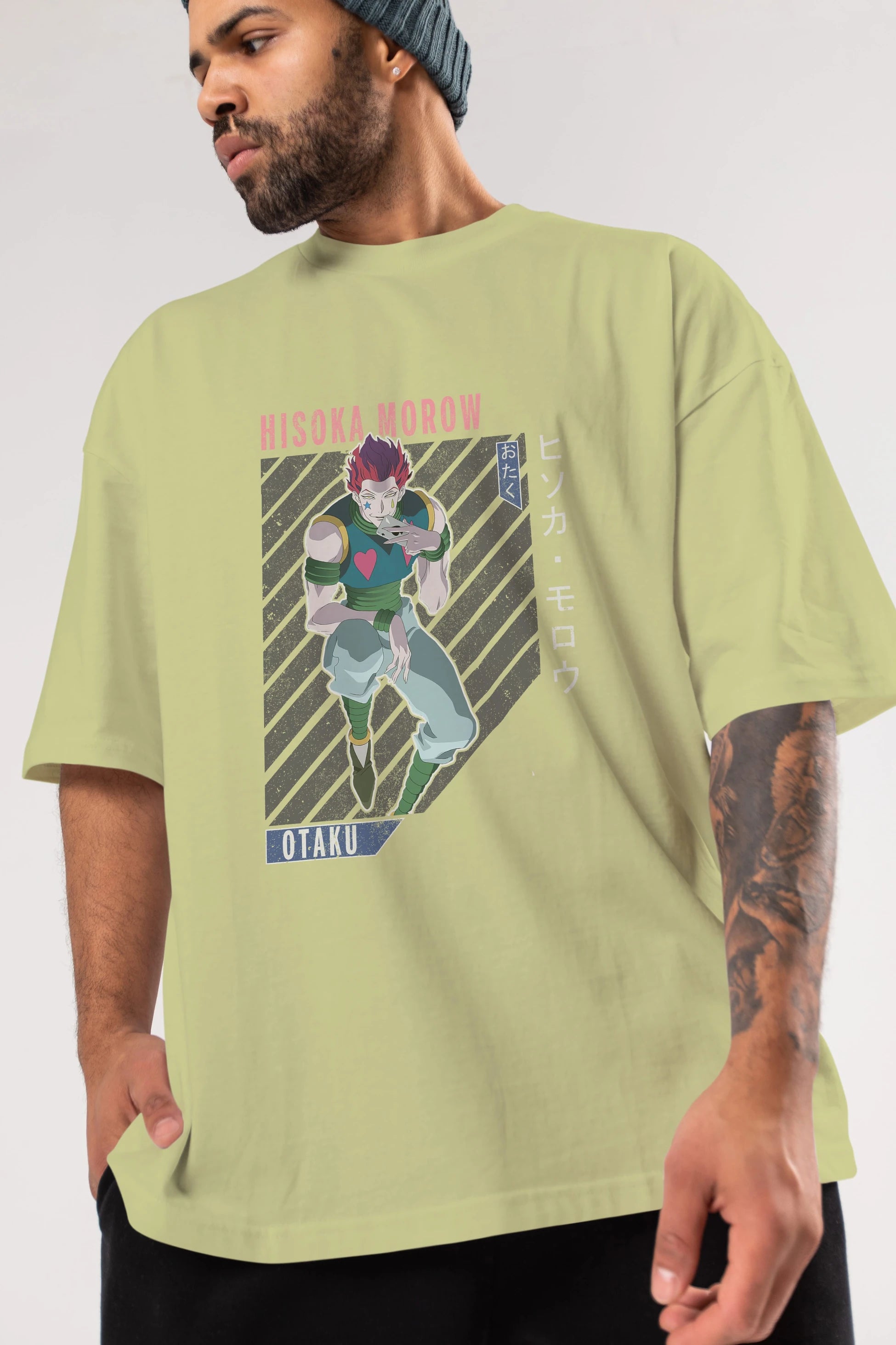 Hisoka Morow 2 2 Anime Ön Baskılı Oversize t-shirt %100 pamuk Erkek Kadın Unisex