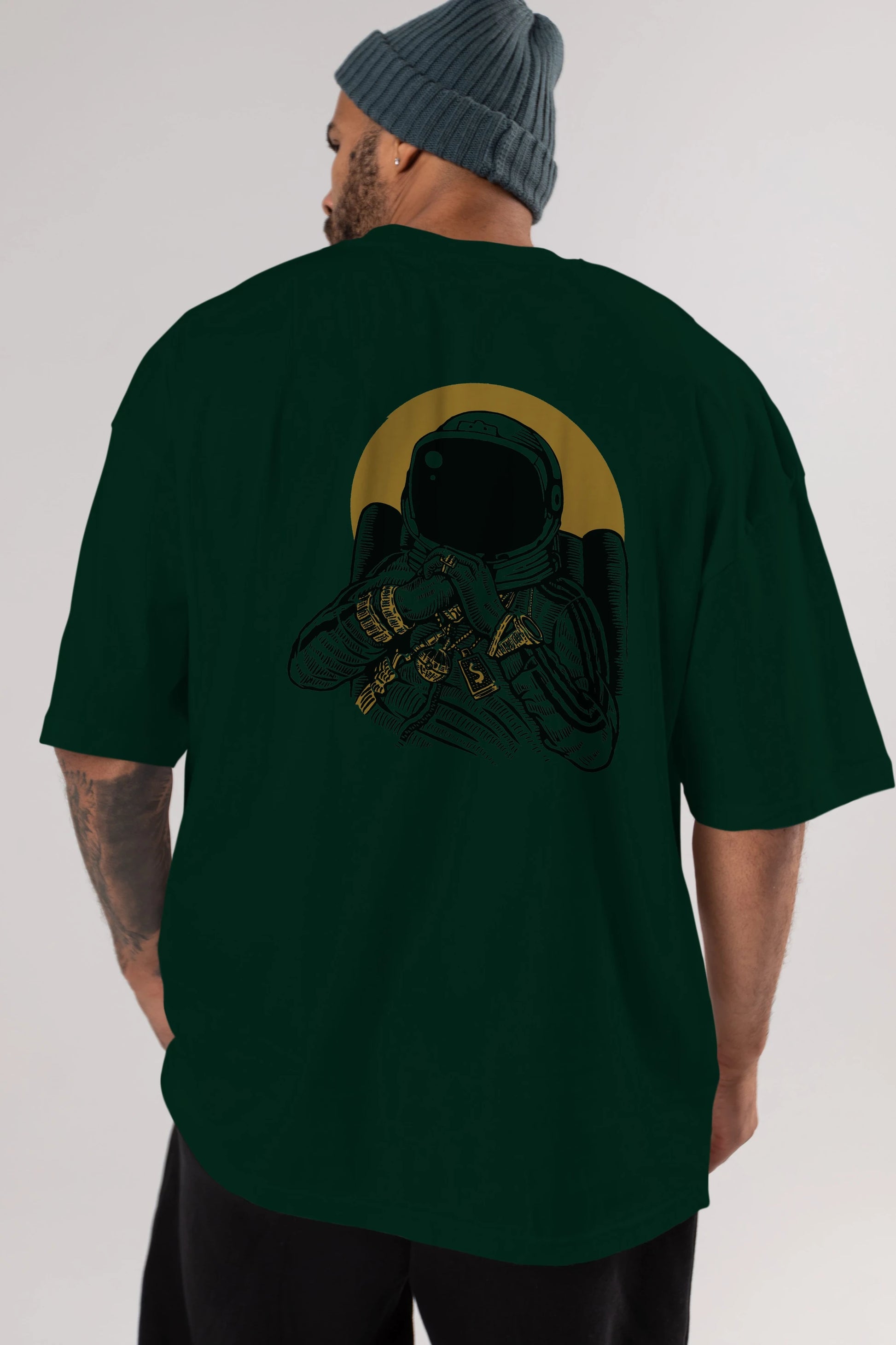 Space Dee Jay Arka Baskılı Oversize t-shirt Erkek Kadın Unisex %100 Pamuk