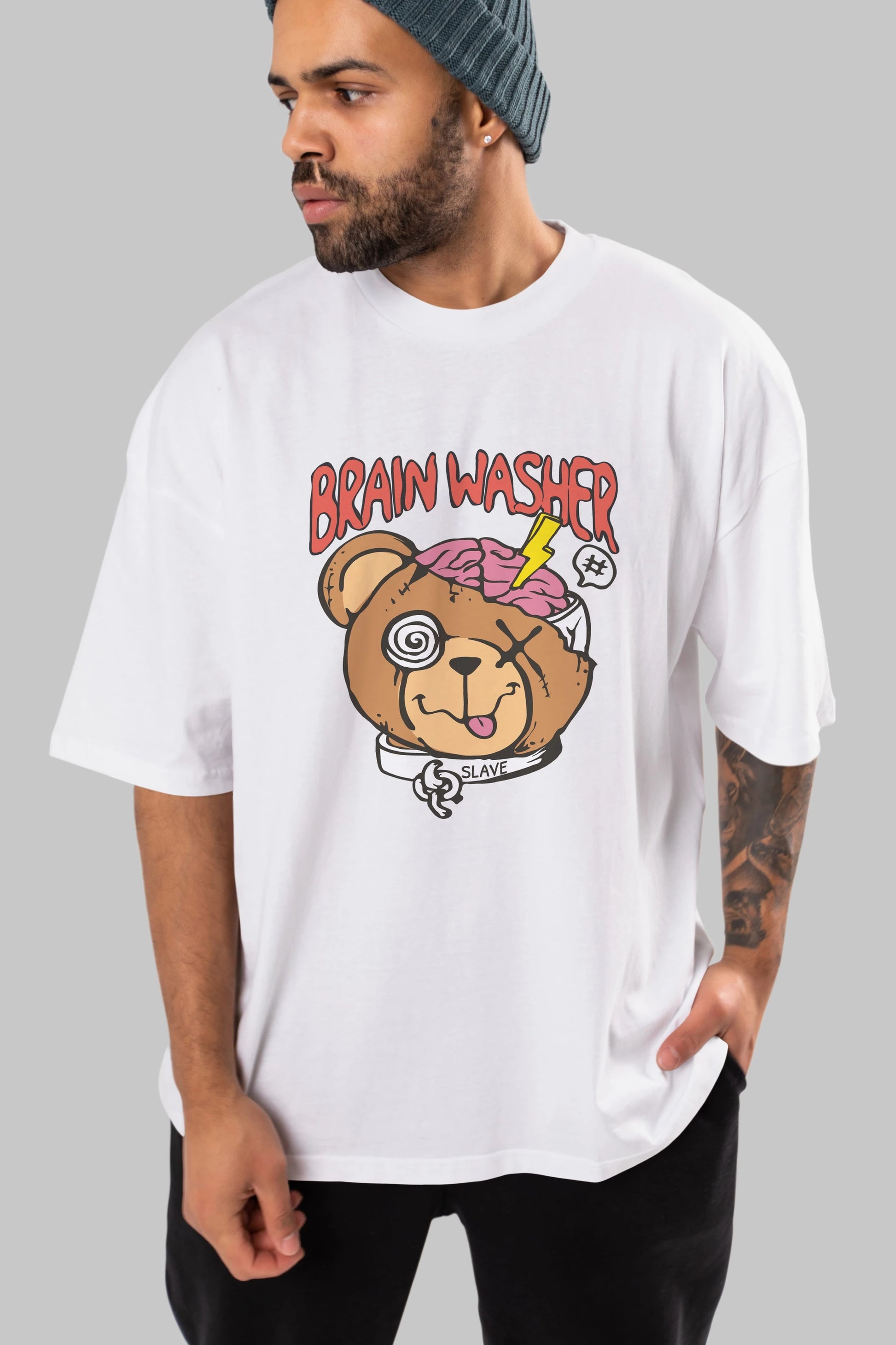 Brain Washer Ön Baskılı Oversize t-shirt Erkek Kadın Unisex