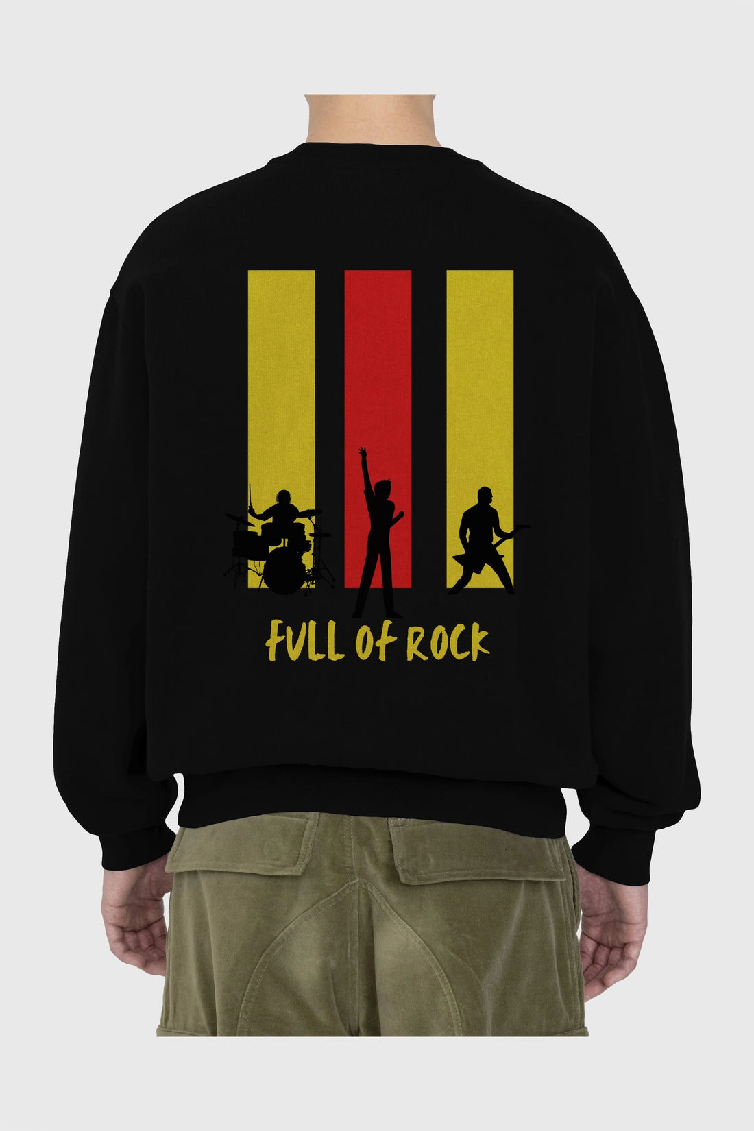Full of Rock Yazılı Arka Baskılı Oversize Sweatshirt Erkek Kadın Unisex
