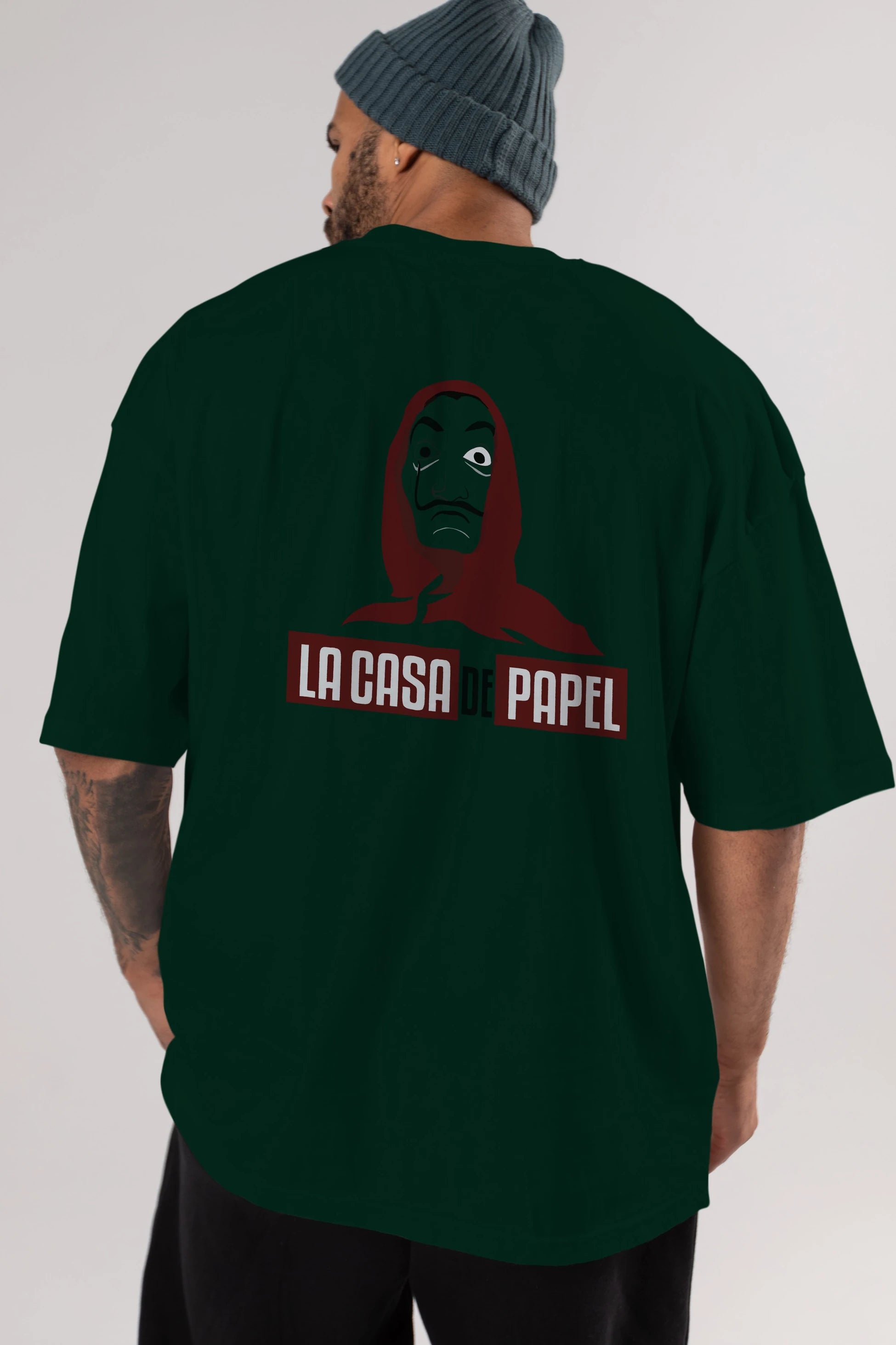 La Casa De Papel (1) Arka Baskılı Oversize t-shirt Erkek Kadın Unisex %100 Pamuk Bisiklet Yaka tişort
