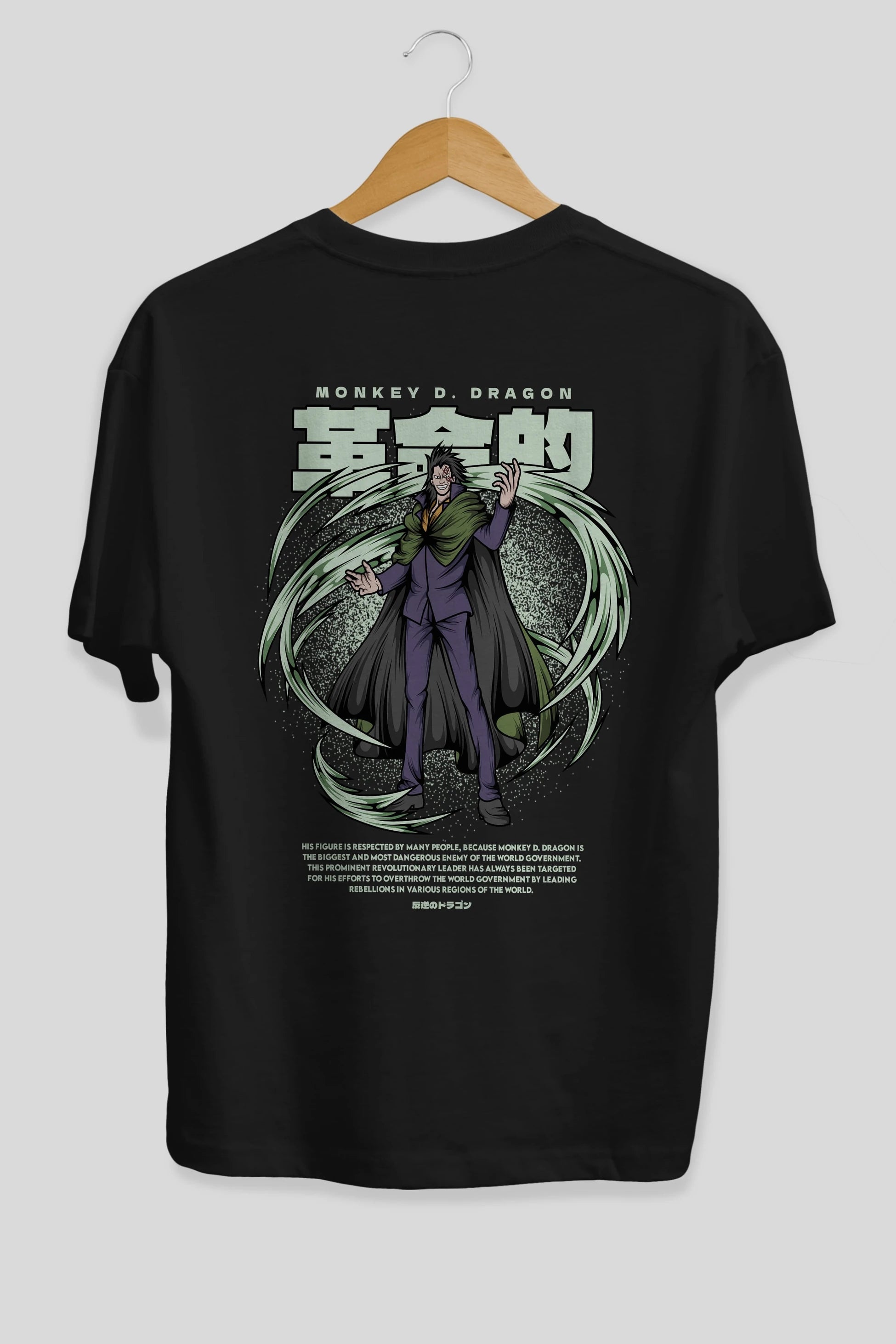 Monkey D. Dragon Anime Arka Baskılı Oversize t-shirt Erkek Kadın Unisex