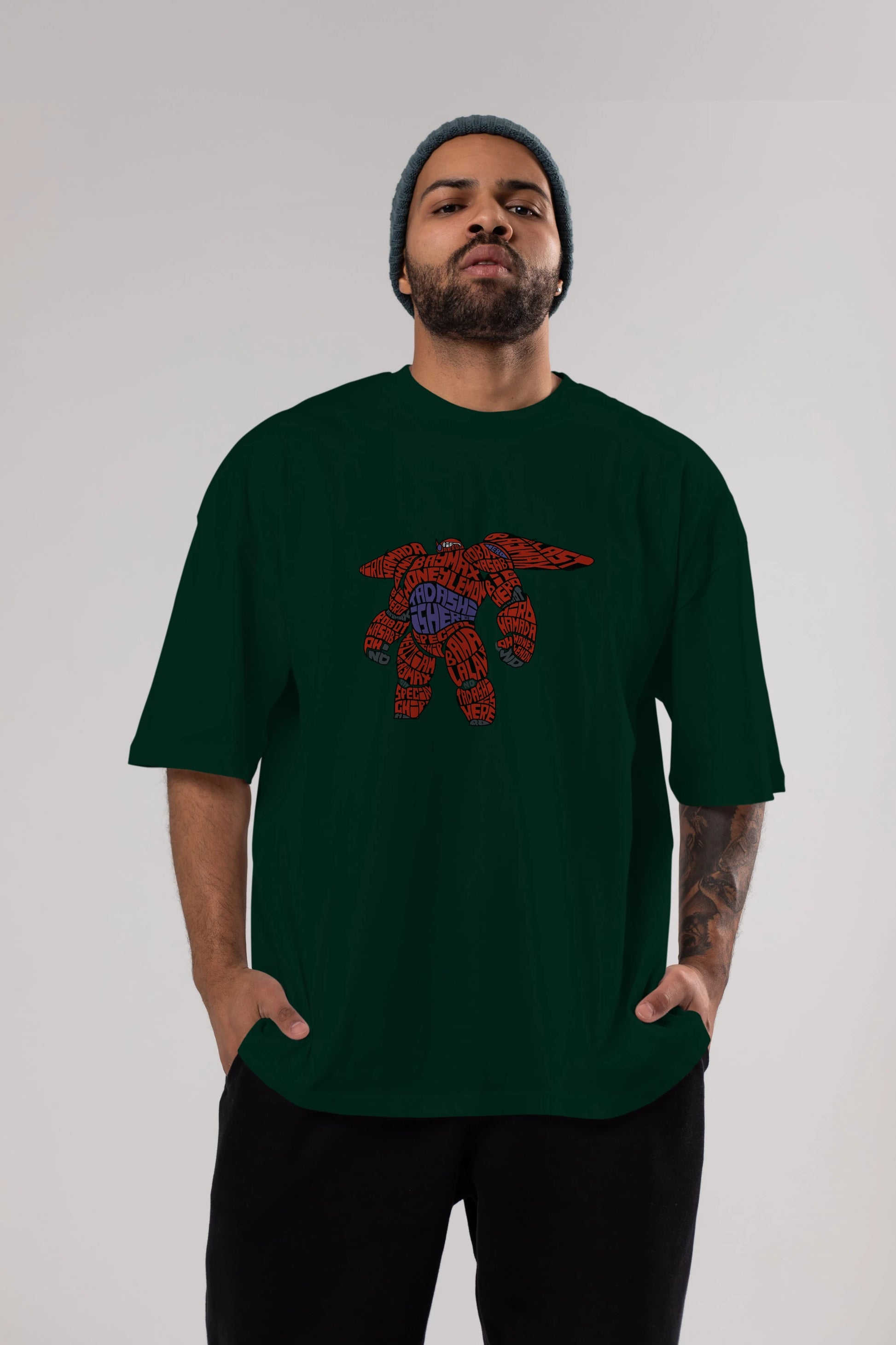 Baymax Ön Baskılı Oversize t-shirt %100 pamuk Erkek Kadın Unisex