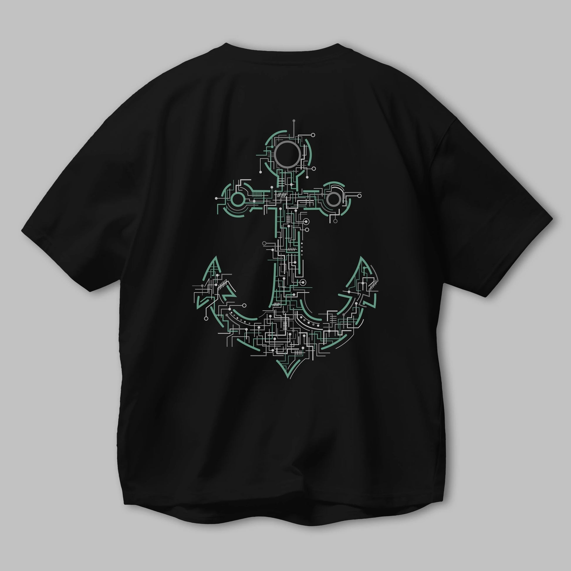 Electric Anchor Arka Baskılı Oversize t-shirt %100 pamuk Erkek Kadın Unisex