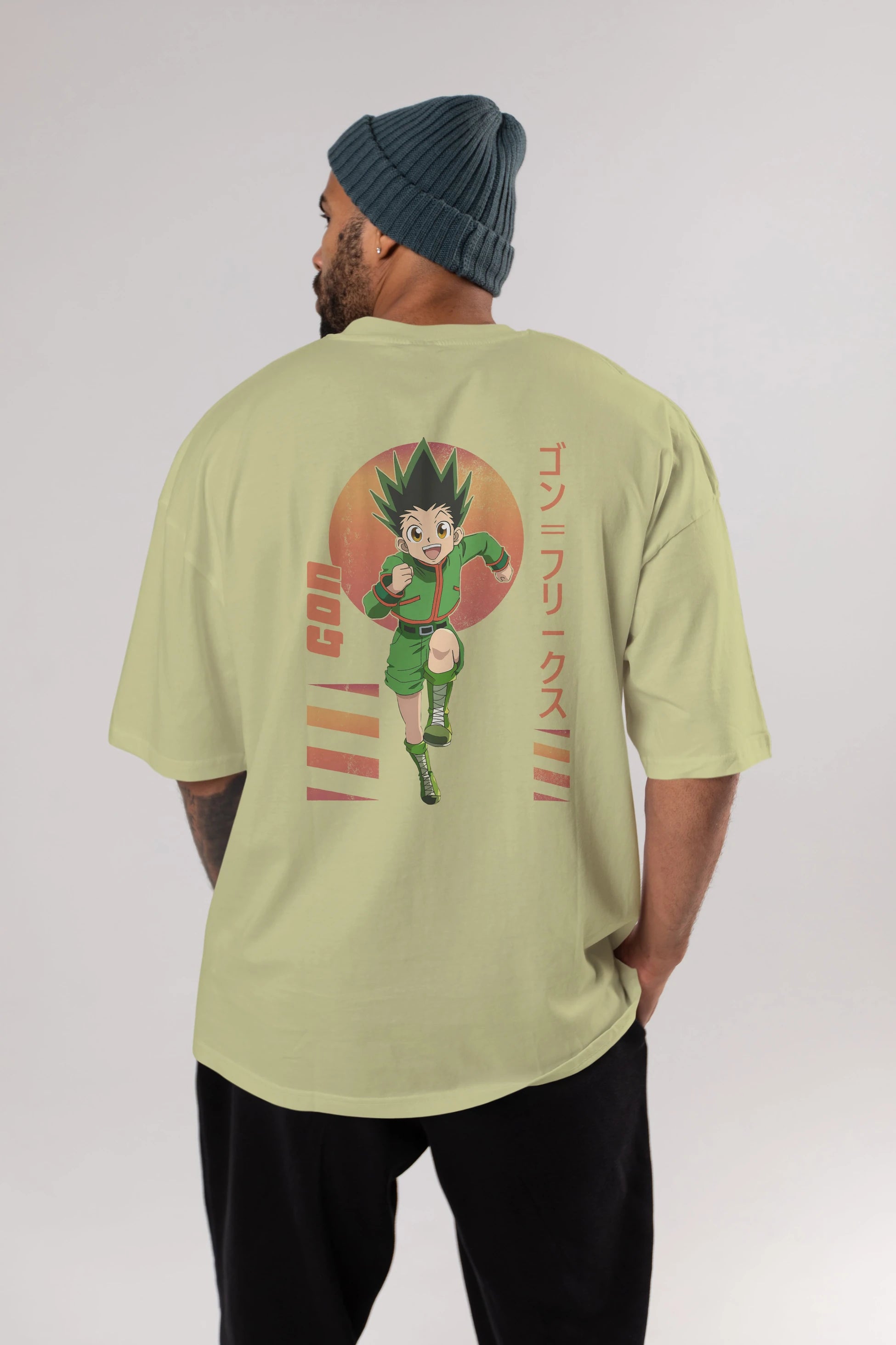 Gon Freecss HUNTER X HUNTER 2 Anime Arka Baskılı Oversize t-shirt Erkek Kadın Unisex