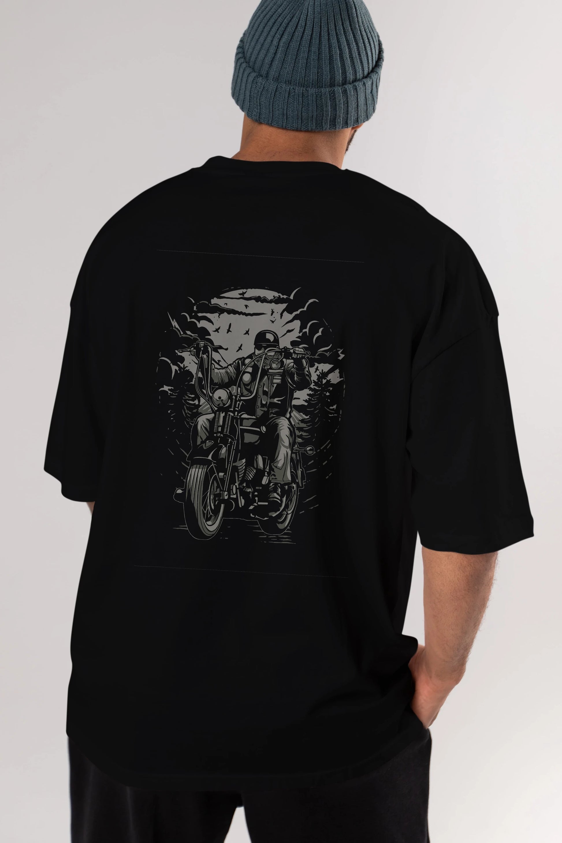 Live To Ride Arka Baskılı Oversize t-shirt Erkek Kadın Unisex %100 Pamuk