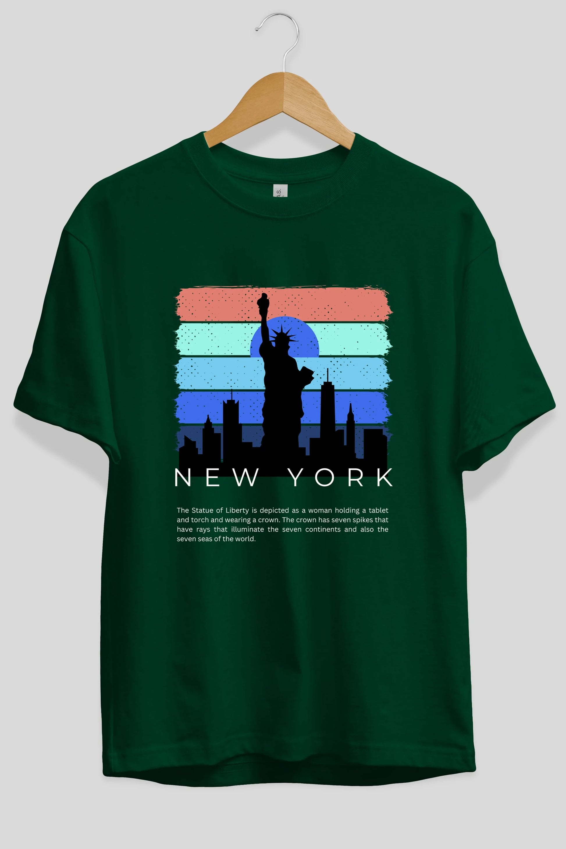 New York Yazılı Ön Baskılı Oversize t-shirt Erkek Kadın Unisex