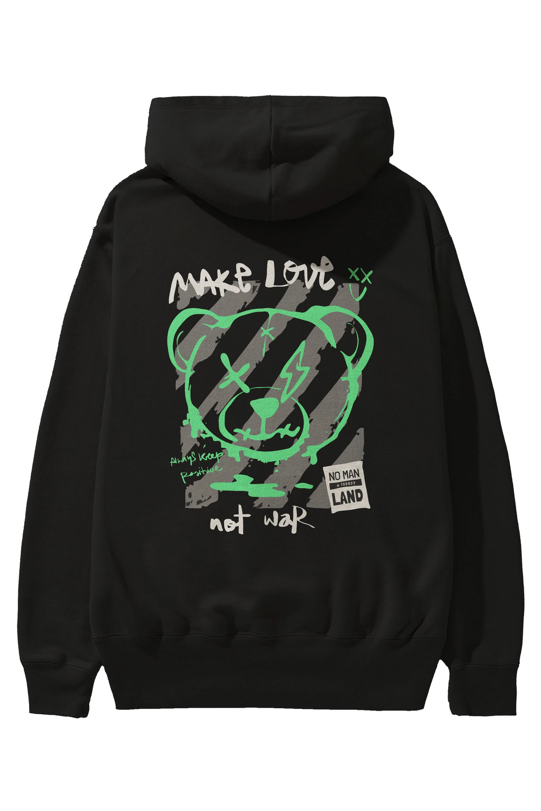 Make Love Bear Arka Baskılı Hoodie Oversize Kapüşonlu Sweatshirt Erkek Kadın Unisex