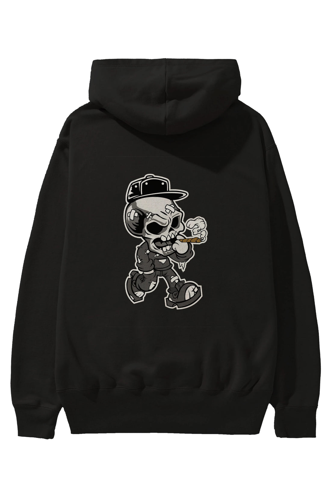 Skull Smoker Arka Baskılı Hoodie Oversize Kapüşonlu Sweatshirt Erkek Kadın Unisex