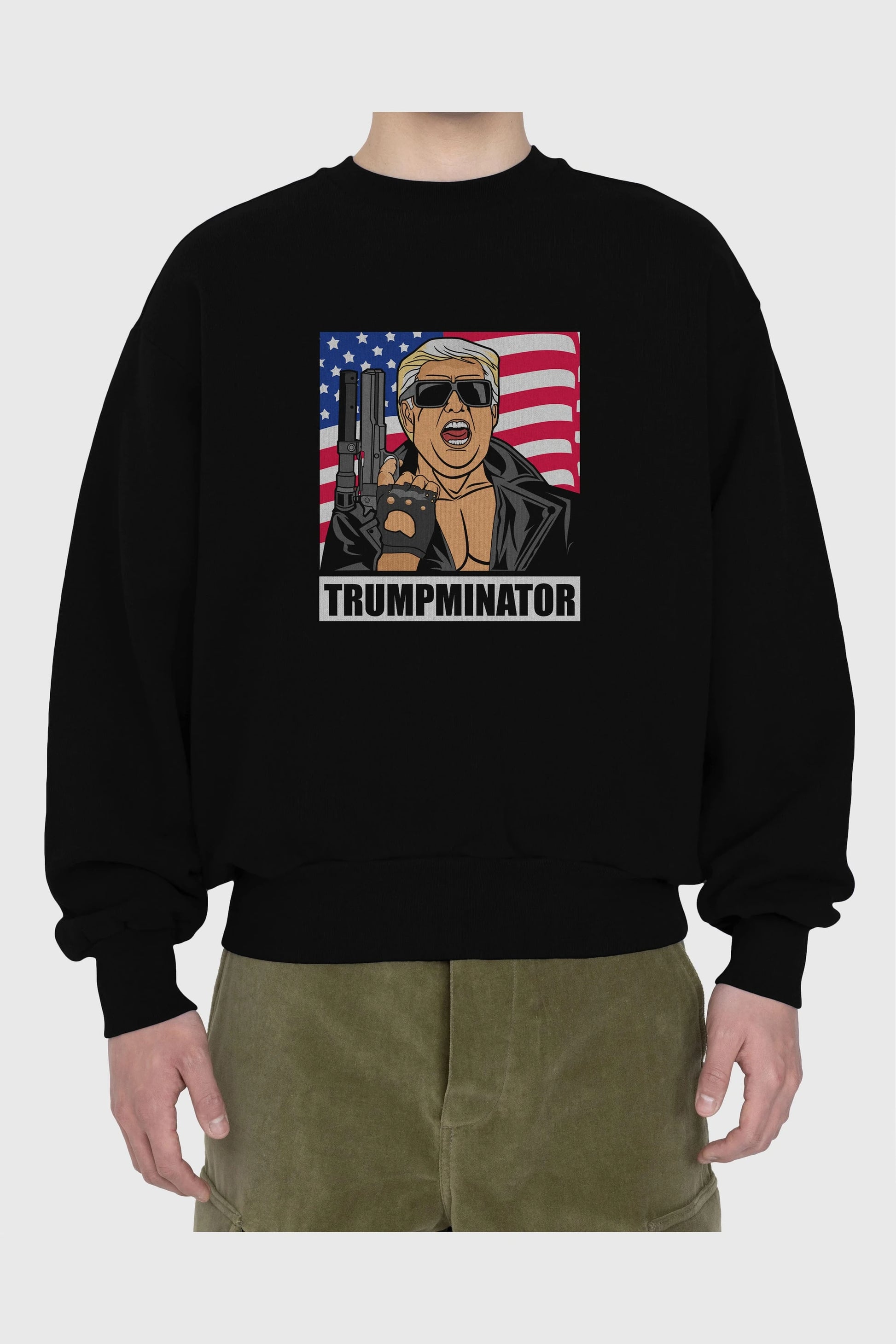 Trumpminator Ön Baskılı Oversize Sweatshirt Erkek Kadın Unisex