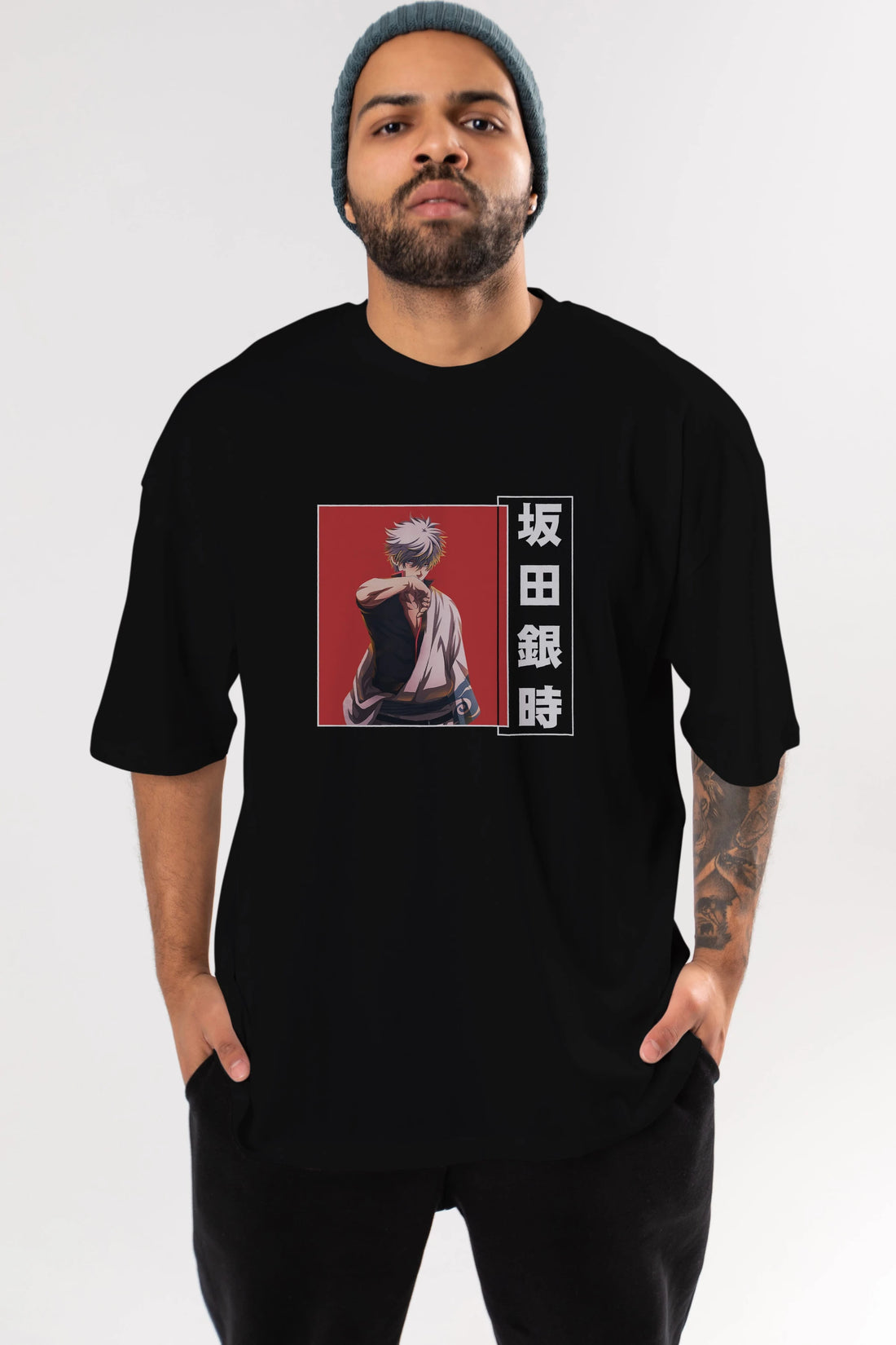 Gintoki Sakata GINTAMA 1 Anime Ön Baskılı Oversize t-shirt %100 pamuk Erkek Kadın Unisex