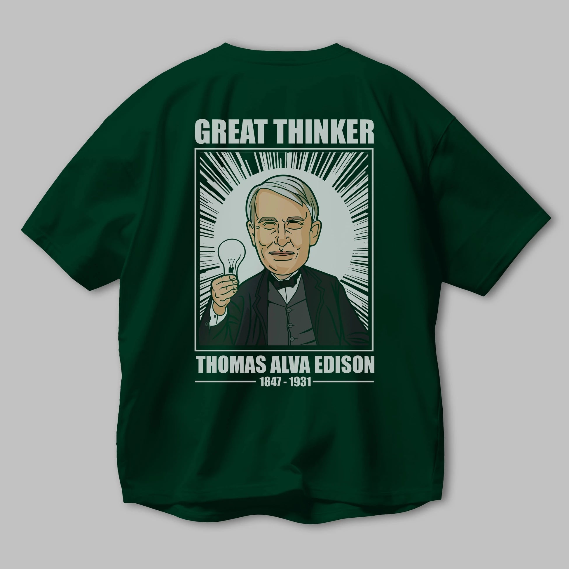 Thomas Alfa Edison Arka Baskılı Oversize t-shirt Erkek Kadın Unisex %100 Pamuk tişort