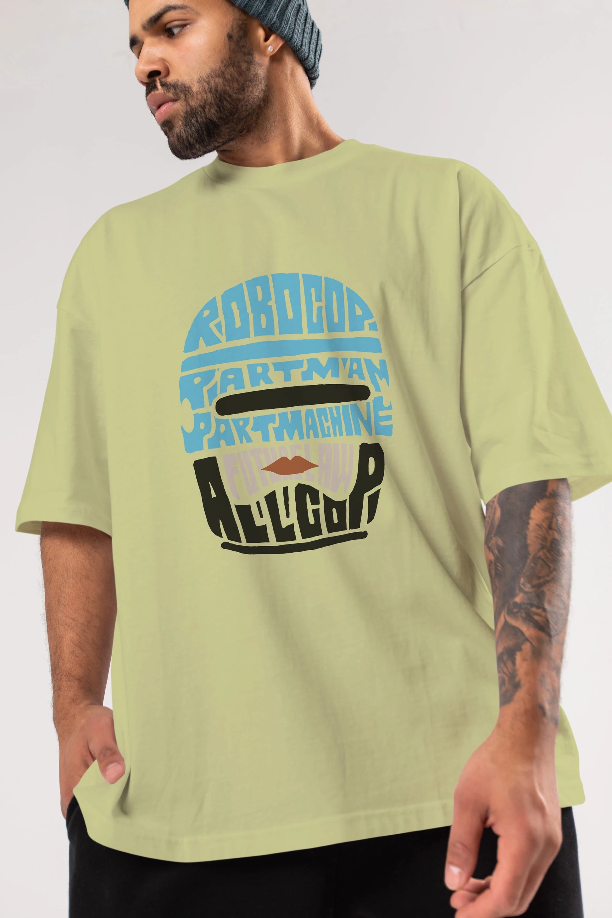 Robocop Ön Baskılı Oversize t-shirt %100 pamuk Erkek Kadın Unisex