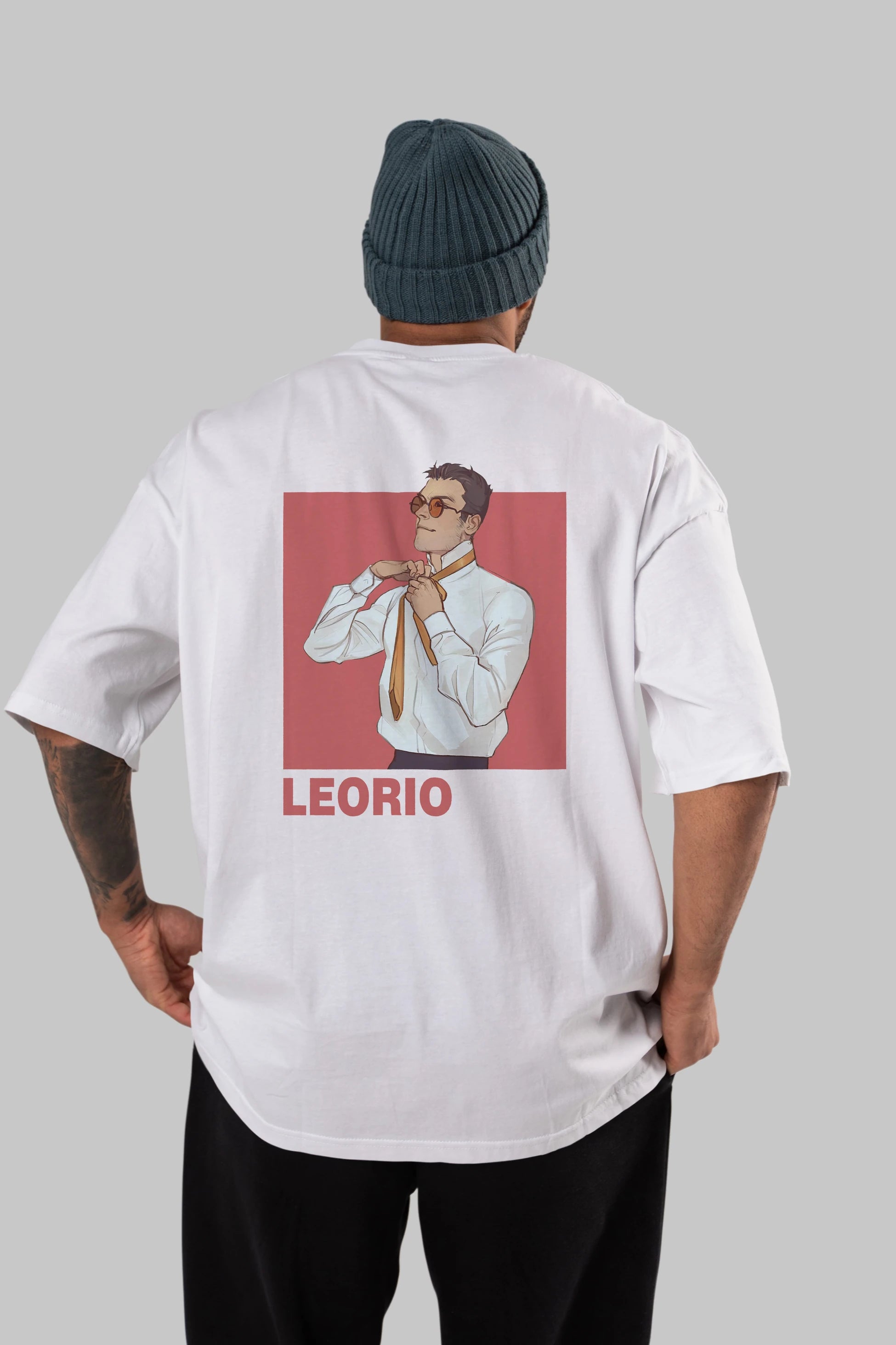 Leorio Paladiknight 5 Anime Arka Baskılı Oversize t-shirt Erkek Kadın Unisex