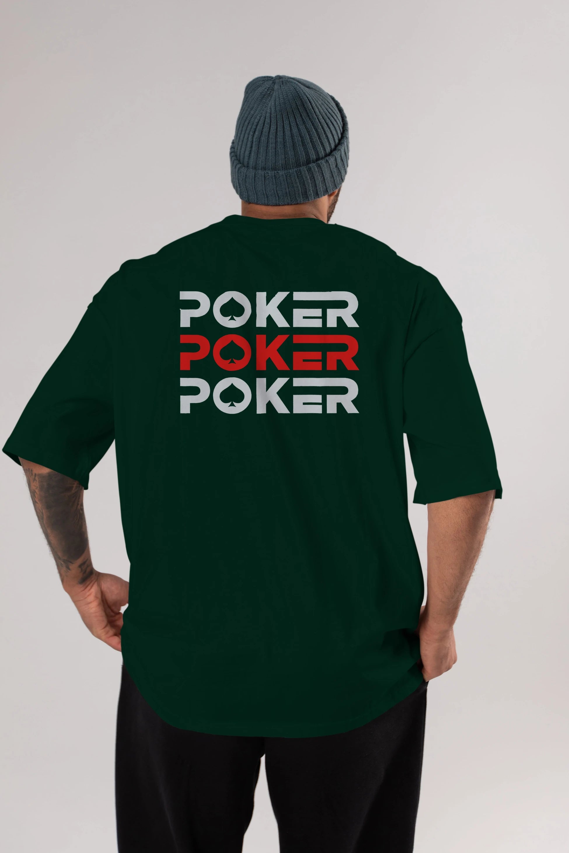 Poker Arka Baskılı Oversize t-shirt Erkek Kadın Unisex
