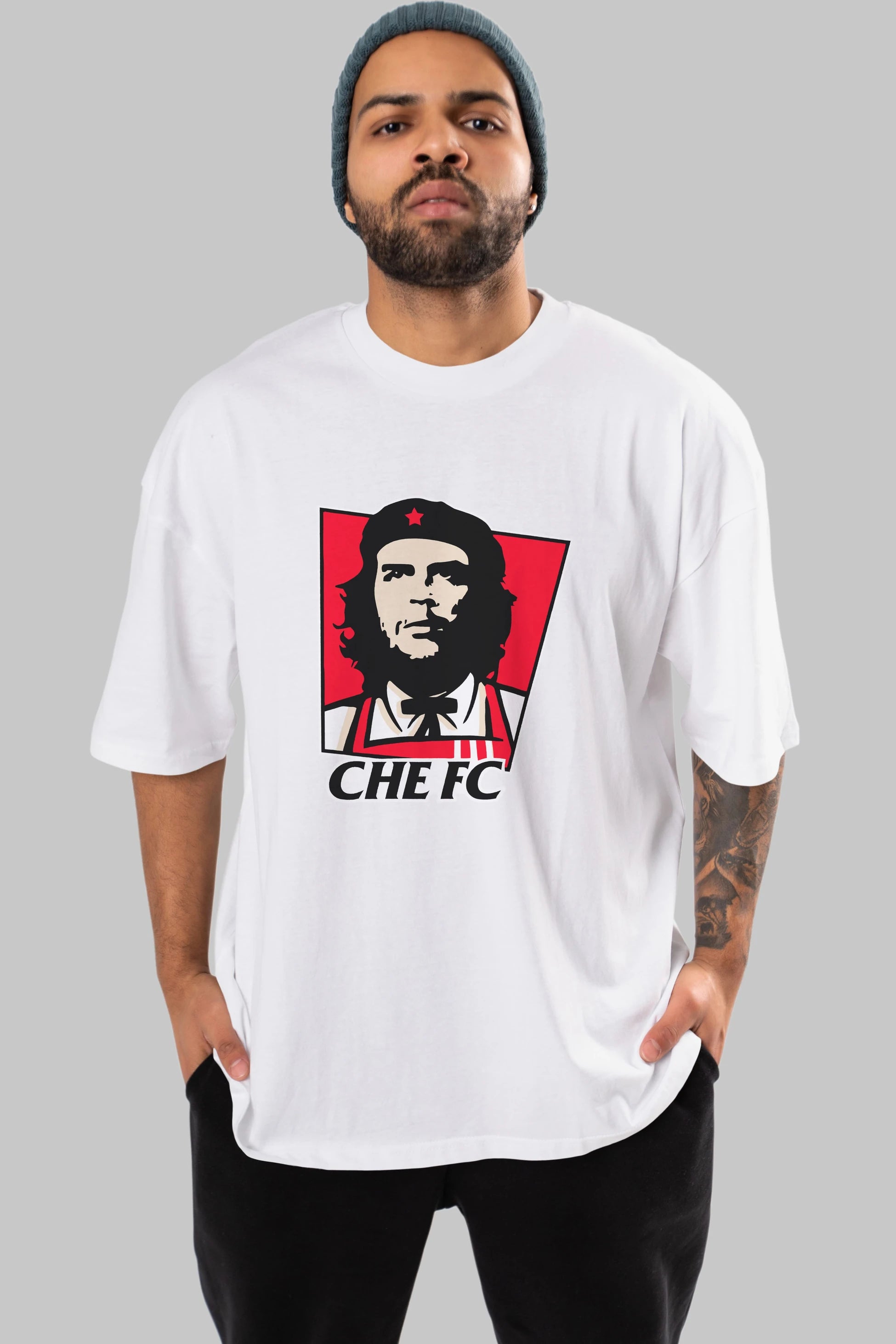 Che FC Ön Baskılı Oversize t-shirt Erkek Kadın Unisex %100 Pamuk Bisiklet Yaka tişort