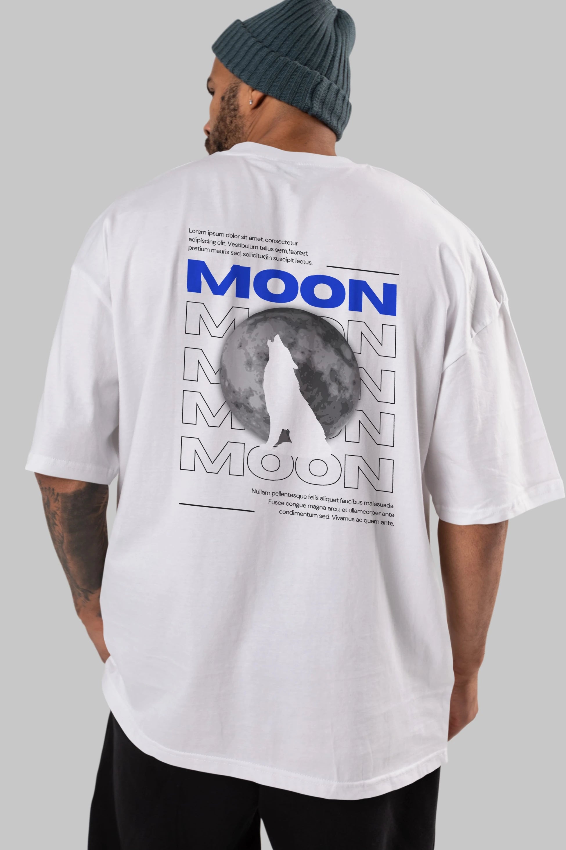 Moon Arka Baskılı Oversize t-shirt Erkek Kadın Unisex