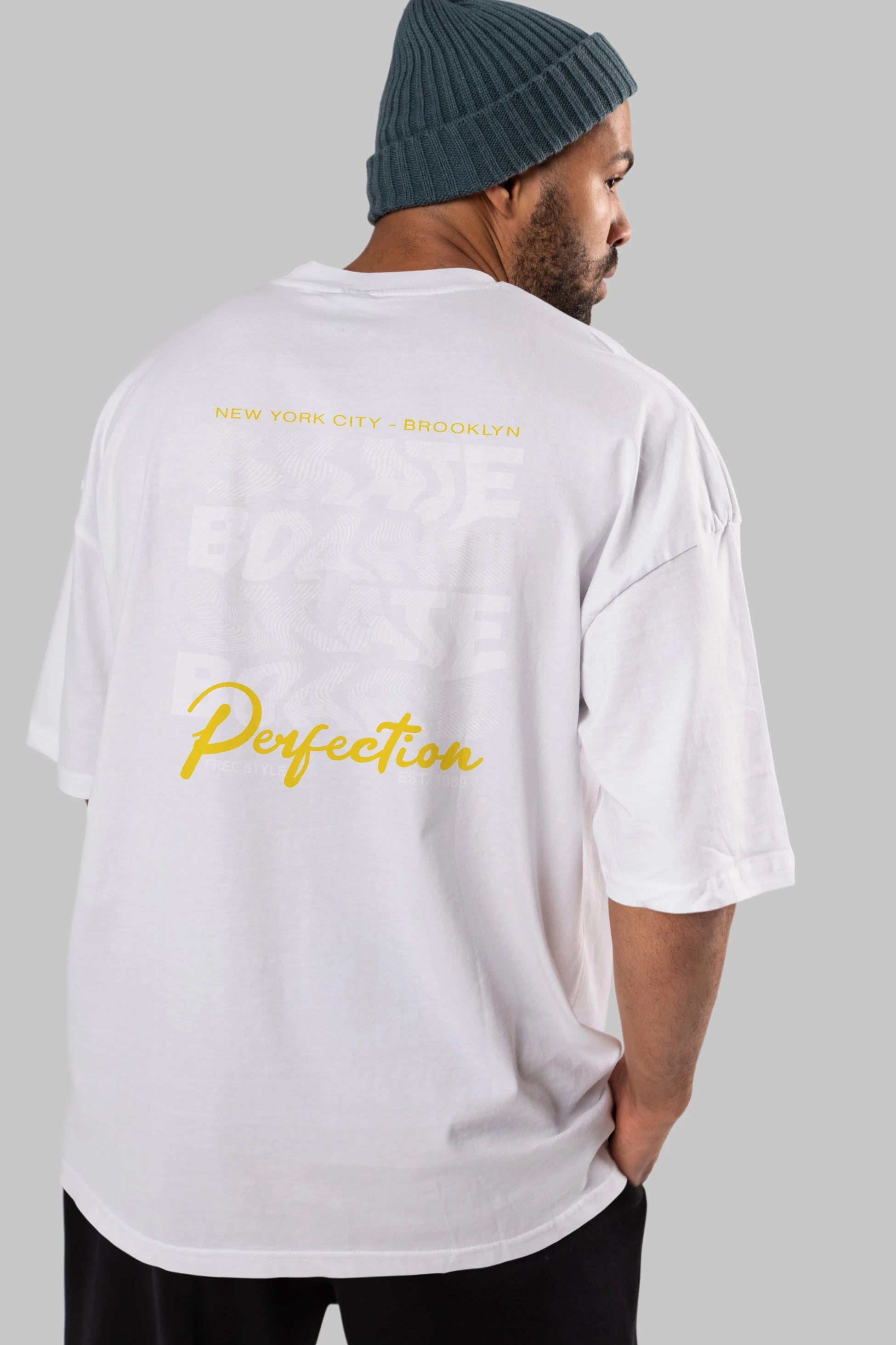 New York City and Brooklyn Arka Baskılı Oversize t-shirt Erkek Kadın Unisex