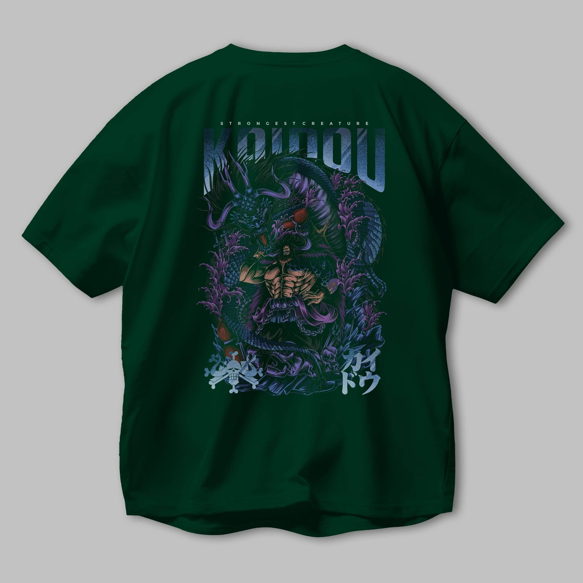 KAIDOU ONE PIECE Anime Arka Baskılı Oversize t-shirt Erkek Kadın Unisex