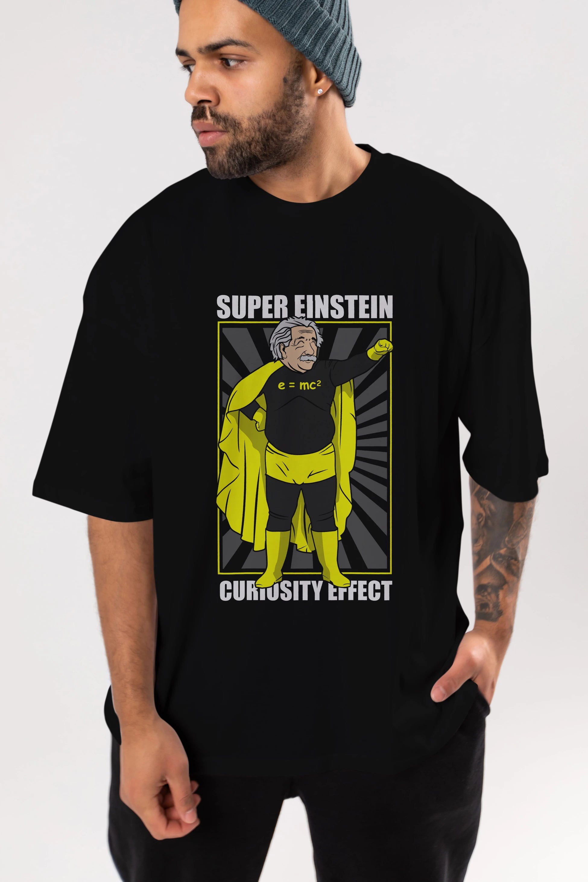 Super Einsten Ön Baskılı Oversize t-shirt Erkek Kadın Unisex %100 Pamuk tişort