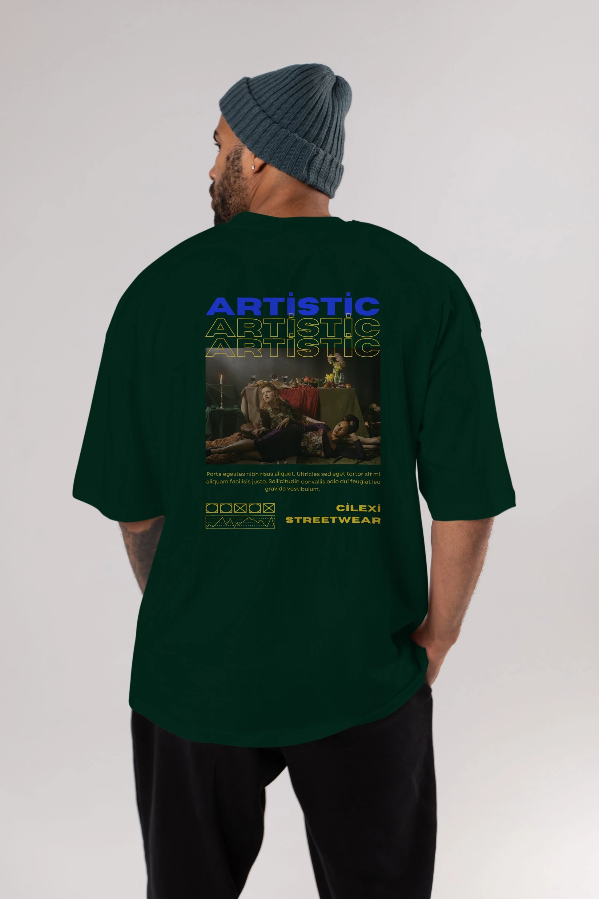 Artistic Yazılı Streetwear Arka Baskılı Oversize t-shirt Erkek Kadın Unisex