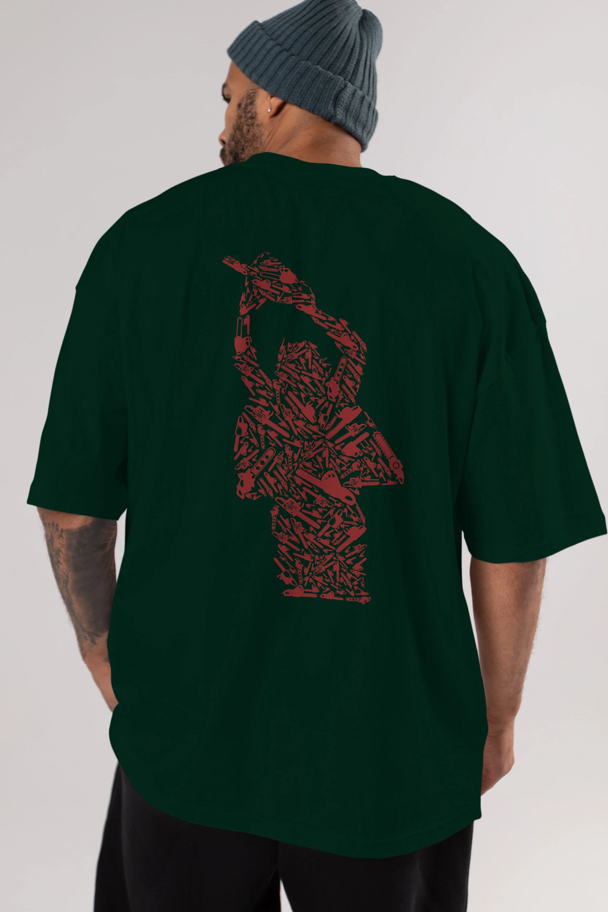 Chainsaw Arka Baskılı Oversize t-shirt %100 pamuk Erkek Kadın Unisex
