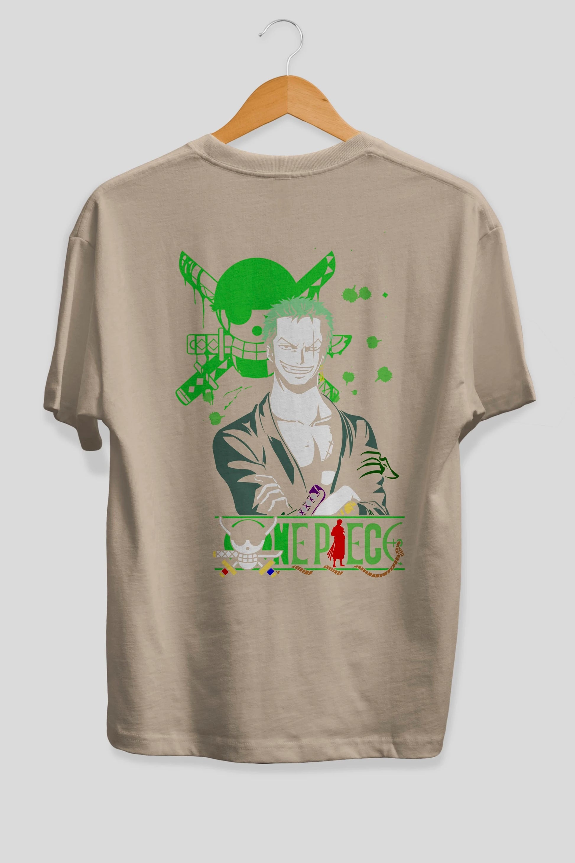 Roronoa Zoro 2 Anime Arka Baskılı Oversize t-shirt Erkek Kadın Unisex %100 pamuk tişort