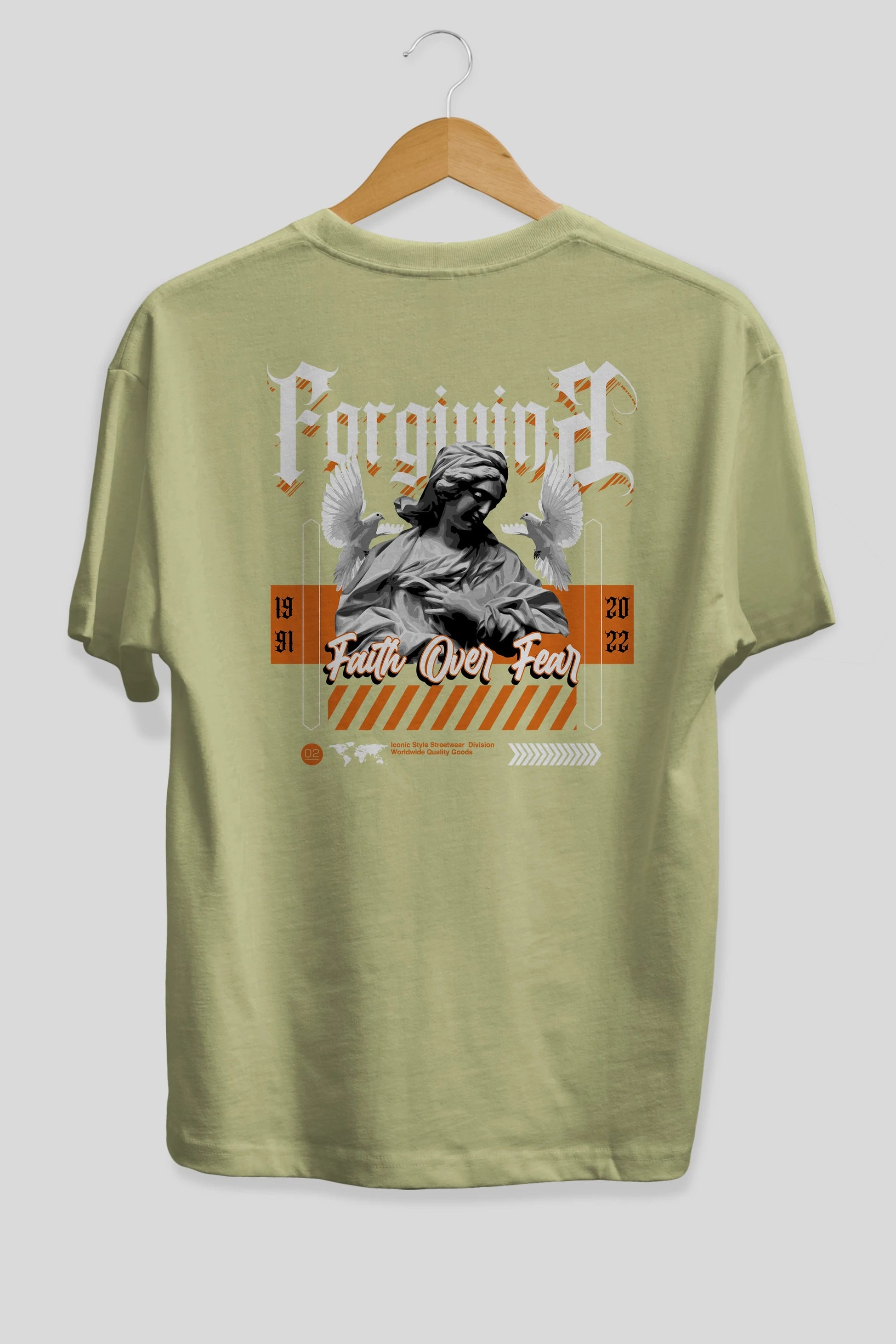 Faith Over Fear 2 Arka Baskılı Oversize t-shirt Erkek Kadın Unisex